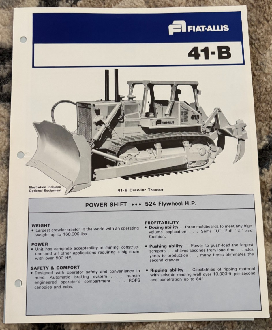 Fiat Allis 41-B Crawler Tractor Dozer Brochure AMIL25