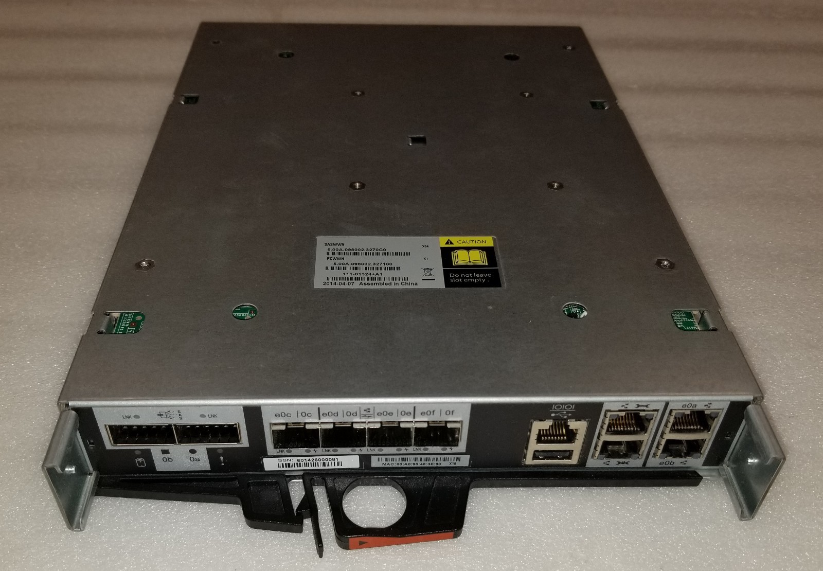 NetApp FAS2552/FAS2554 Controller 111-01324 Complete w/ CPU, Memory, Battery
