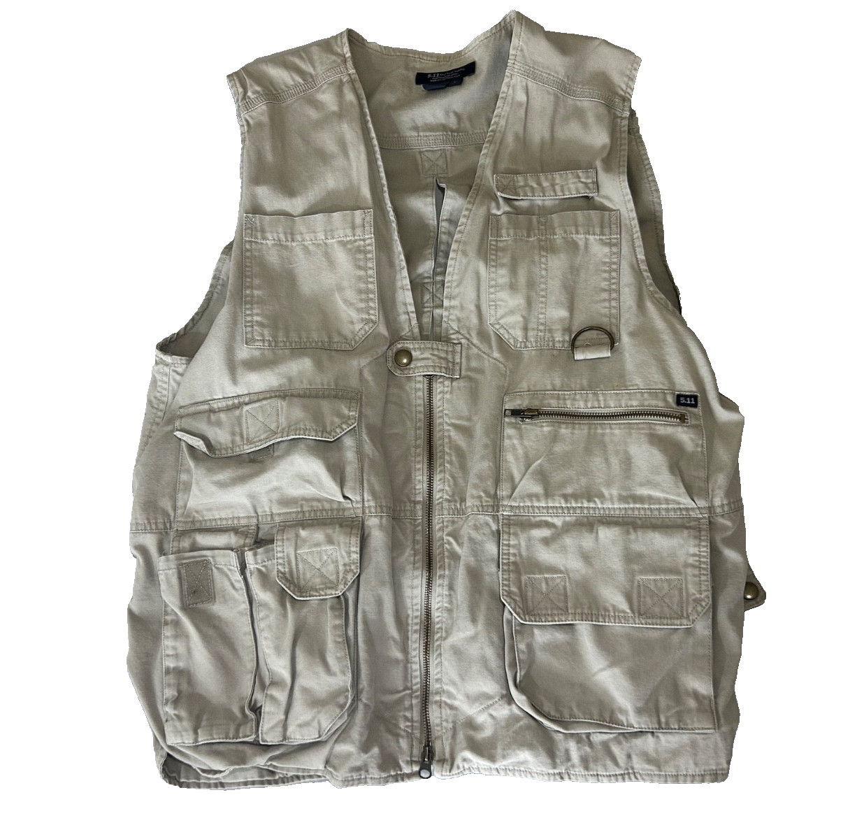 5.11 Tactical Series Utility Vest Men's L Taclite Beige Cotton Canvas 80001