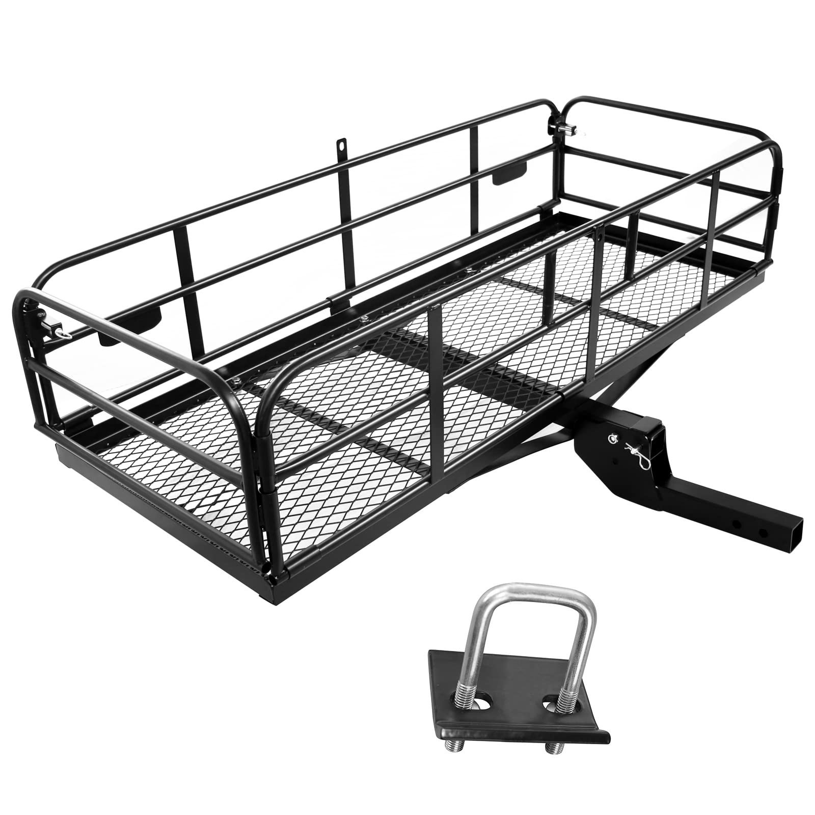 Folding Hitch Mount Cargo Carrier 60" x 24" x 14" 510 LB Capacity Heavy Duty ...