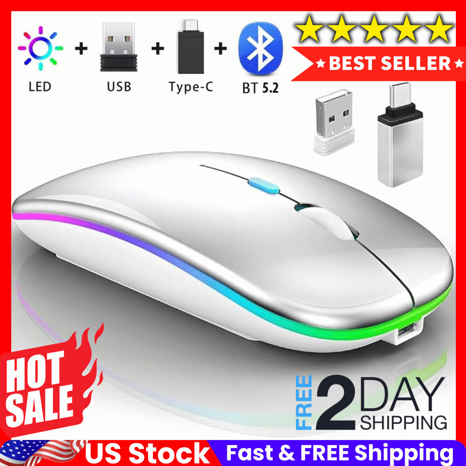 Wireless Bluetooth Mouse for MacBook Air/Mac/Pro/Laptop/Computer/PC,Rechargeable