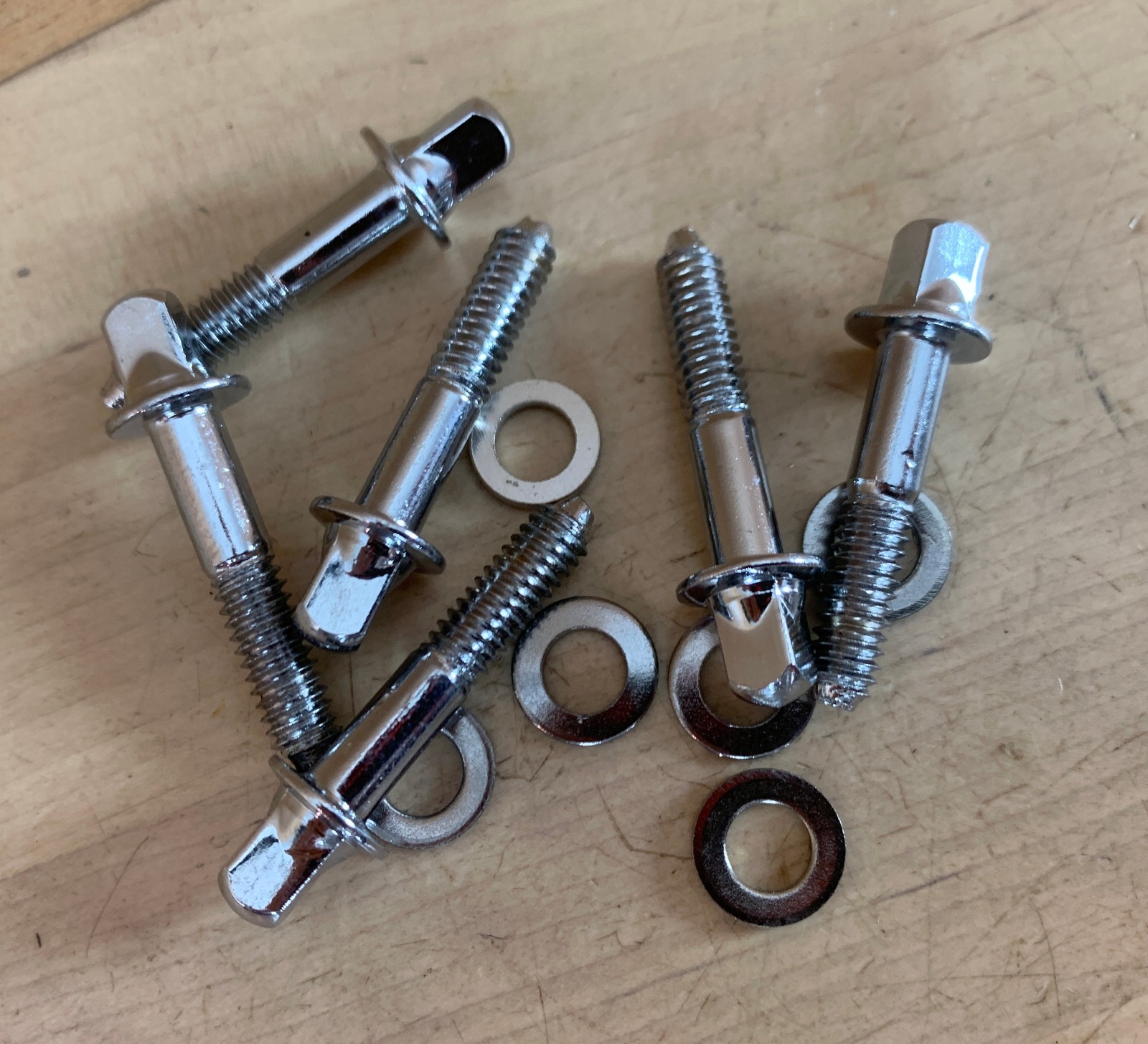 LOT of 6x Shorty Piccolo Snare Drum TENSION ROD Parts 1-Inch w Washers Chrome