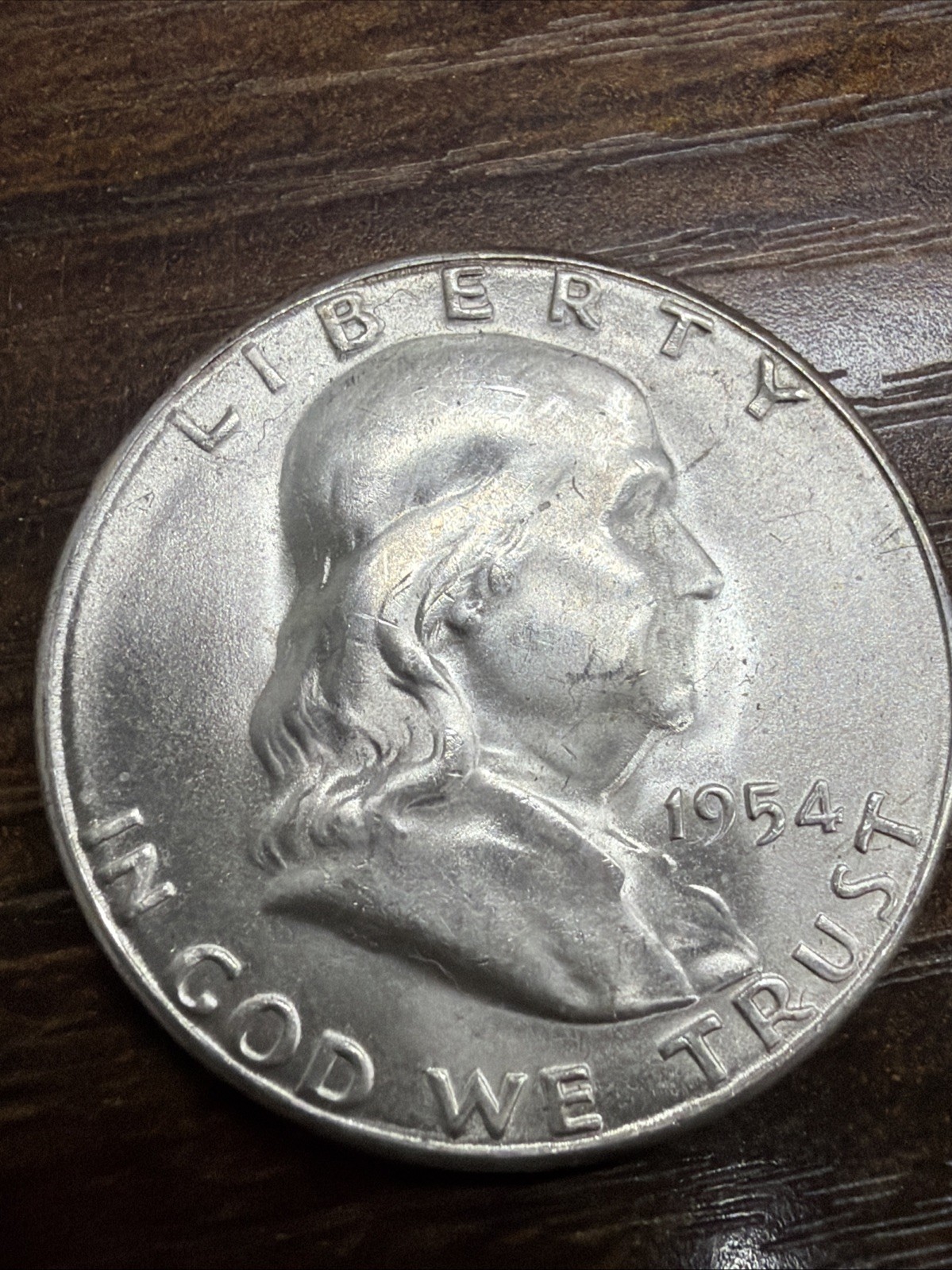 1954-S Franklin Half Dollar Actual Coin. Better grade