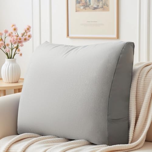 Back Support Pillow for Couch – Bed Rest Back Pillow with Removable Cover, Grey