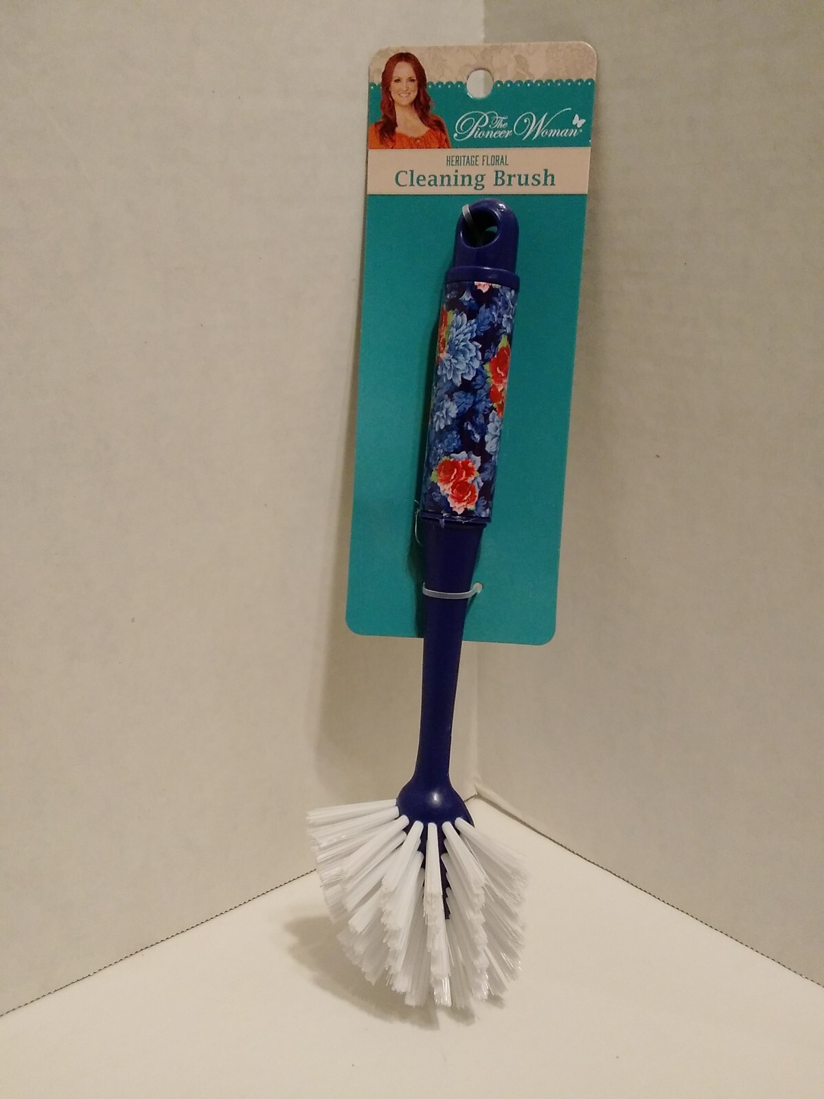 Pioneer Woman Heritage Floral Cleaning Brush Blue/Floral 11 in Long