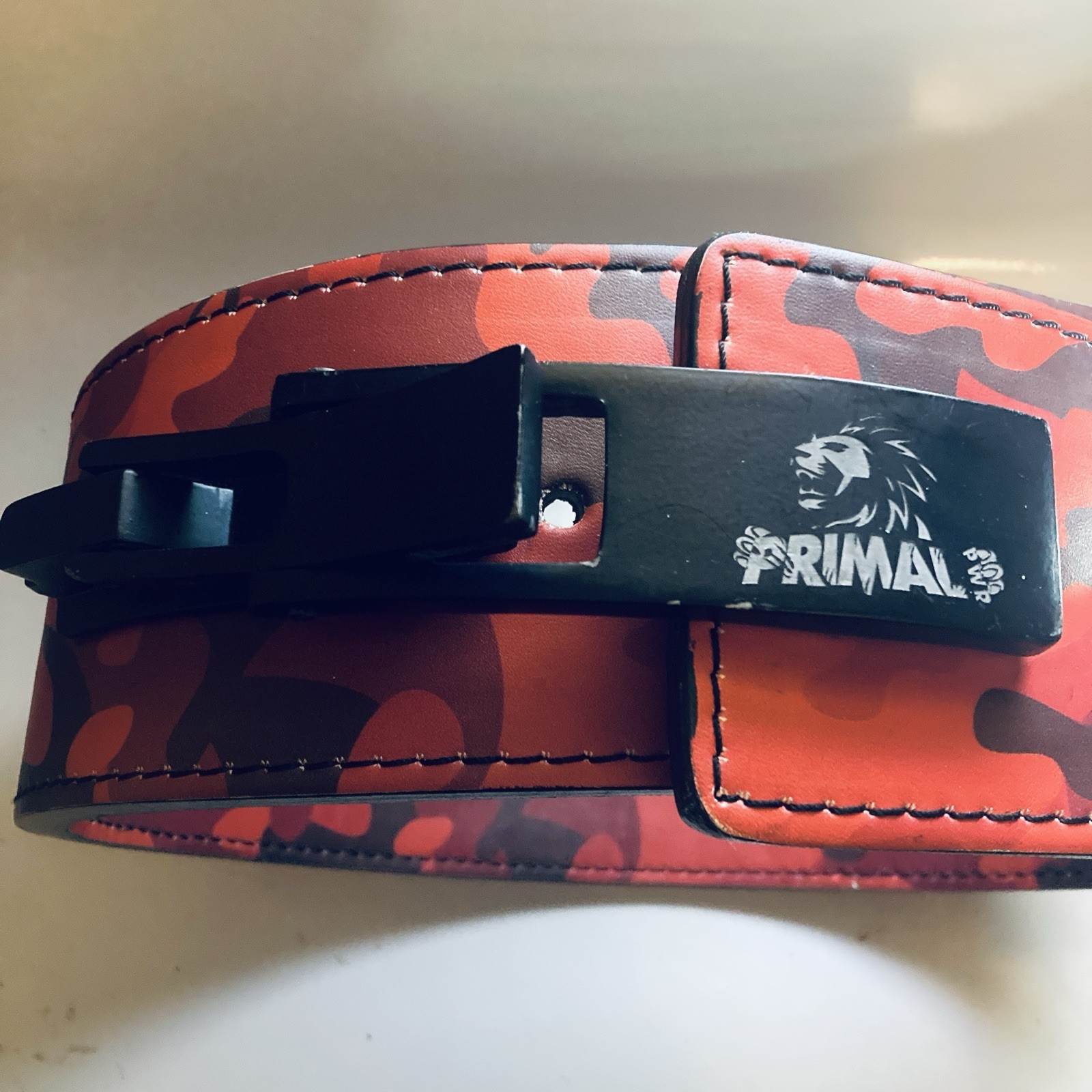 Primal Red Camo 13mm Thick Lever Small Weightlifting Powerlifting Belt 27-33"