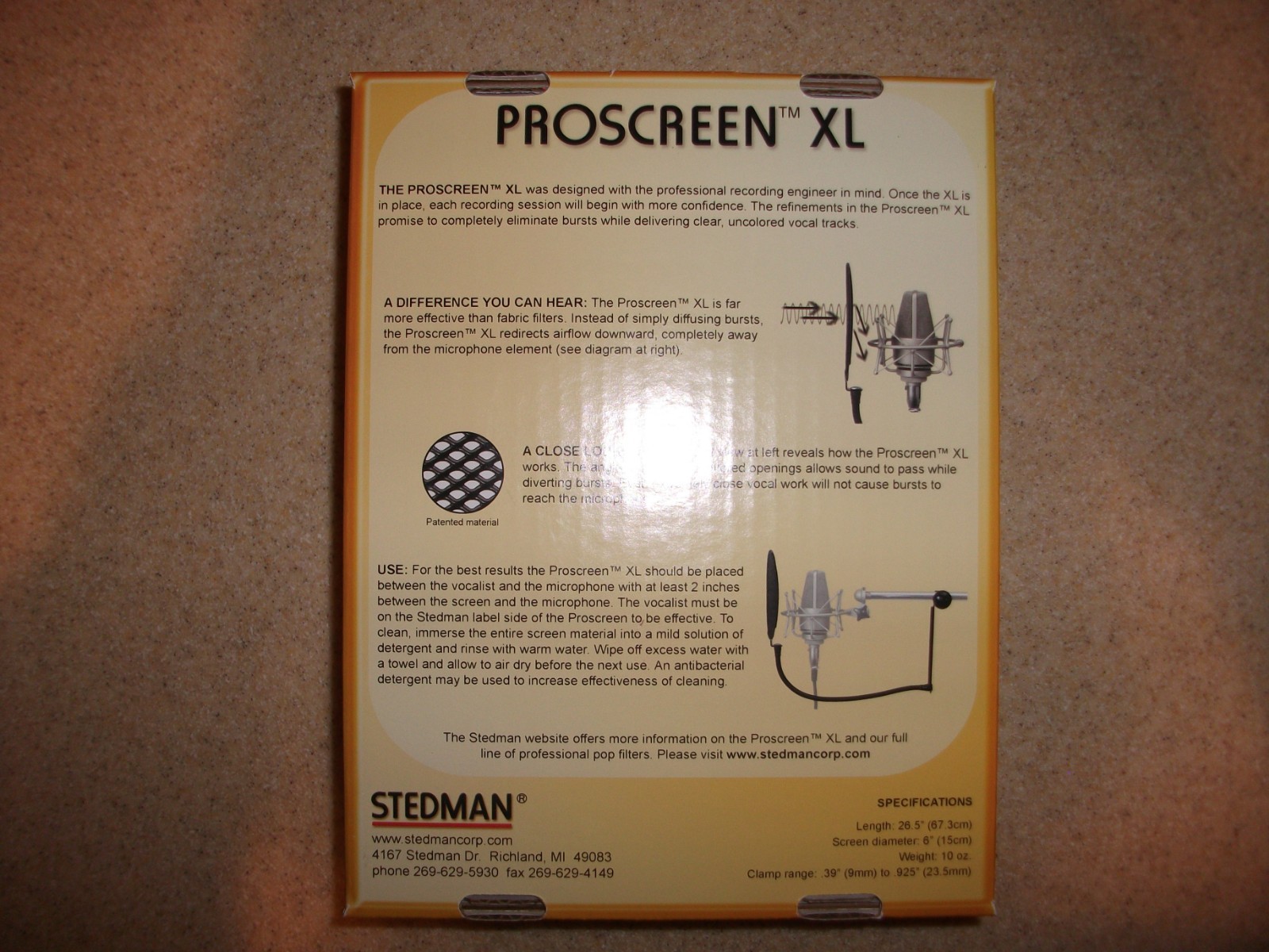 Stedman Proscreen XL Microphone Pop Screen Filter New in Box