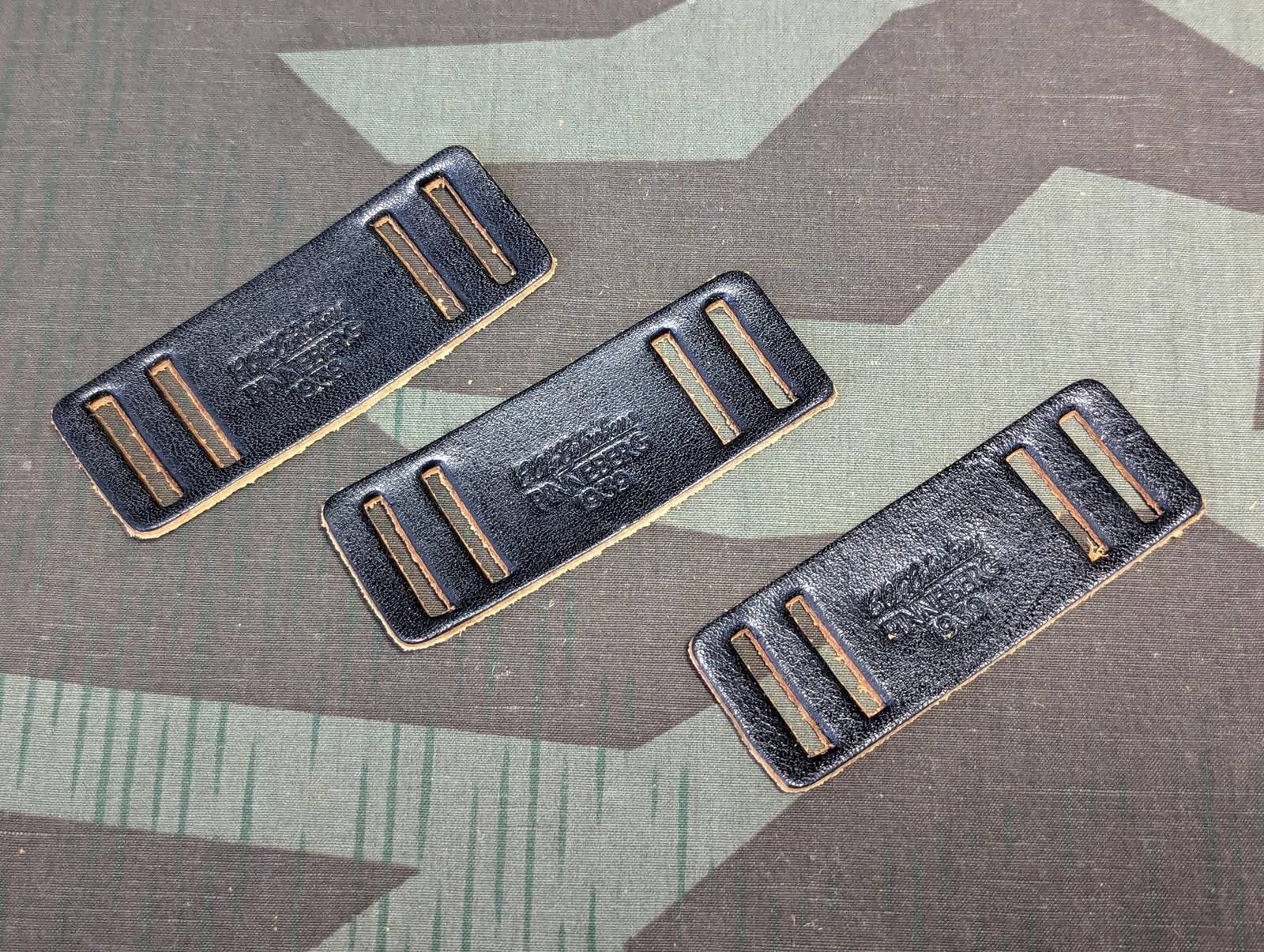 Reproduction WWII German Early Leather Gas Mask Strap Reinforcement Set Army WW2