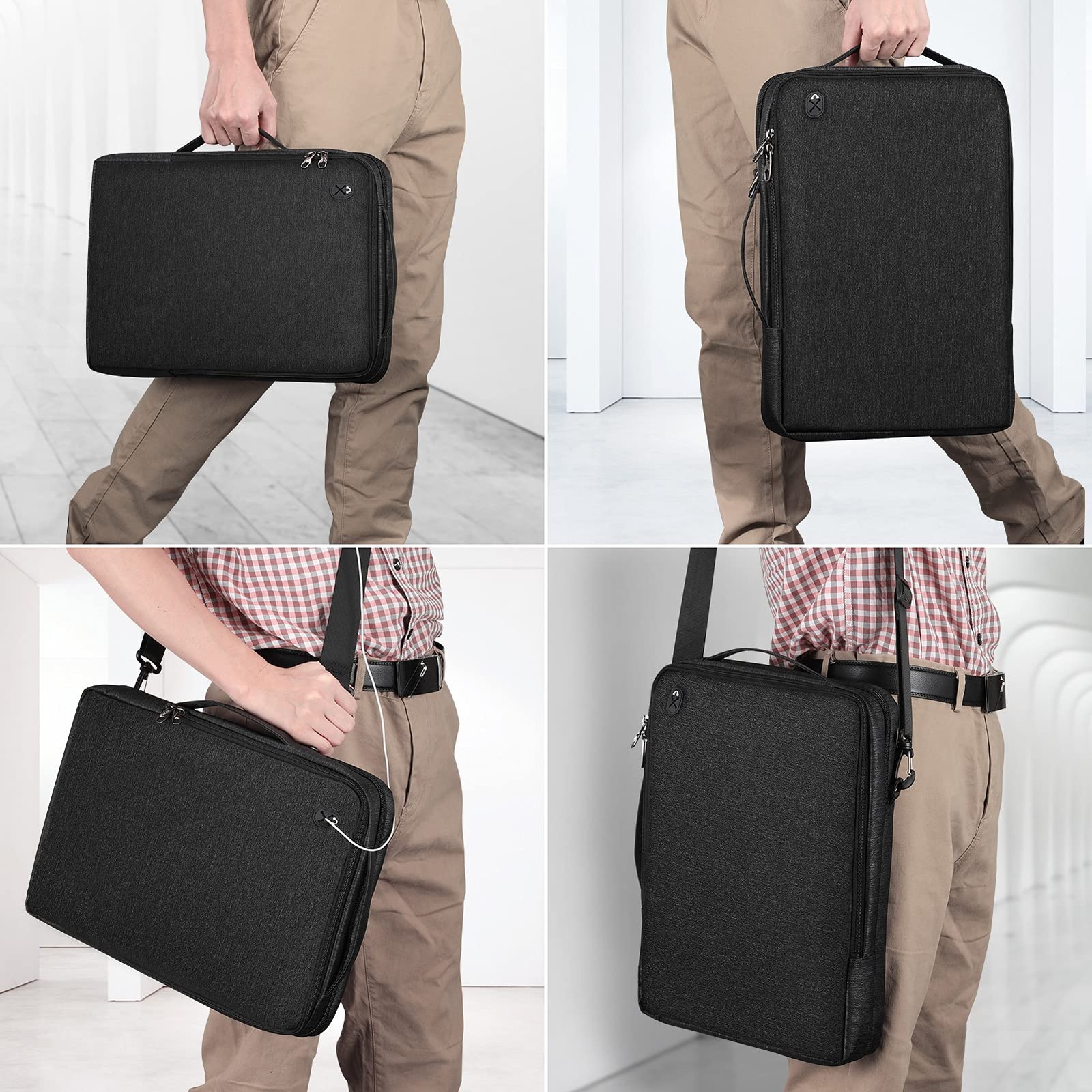 15.6-inch Laptop Shoulder Bag, Protective Computer Carrying Case with 16.2" M...