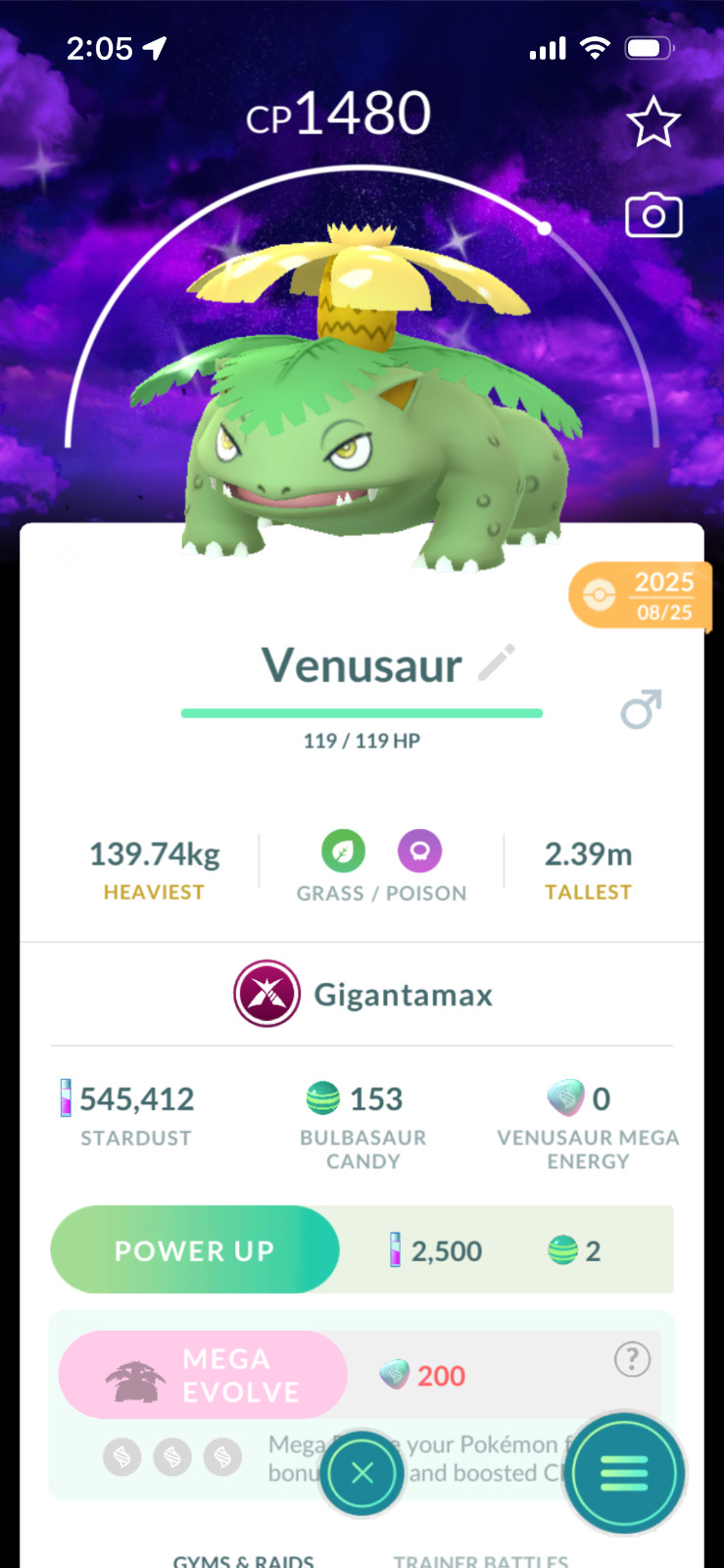 Shiny Gigantamax Venusaur with Dark Sky Background | Pokémon GO | Mini PTC