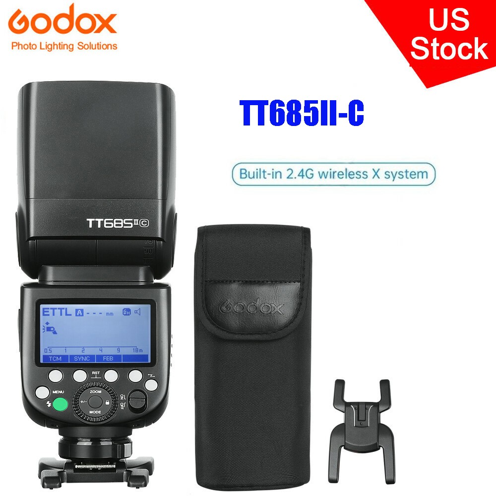 US Godox TT685II-C 2.4G TTL 1/8000s Camera Speedlite Flash Light for Canon+Bag