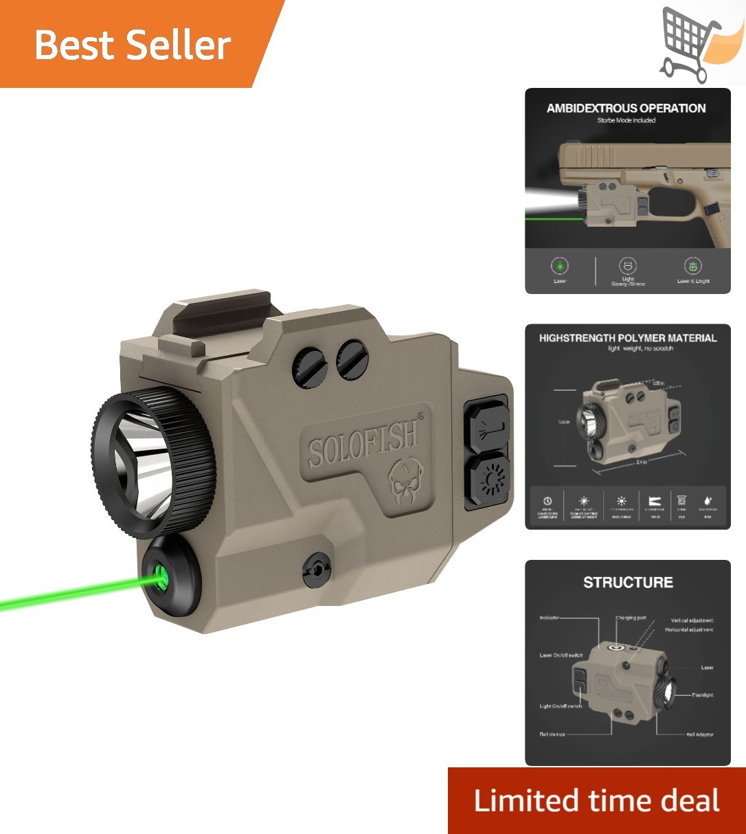 Tactical Laser Light Combo Aluminum Polymer 650lm Green Laser Light for Pistol