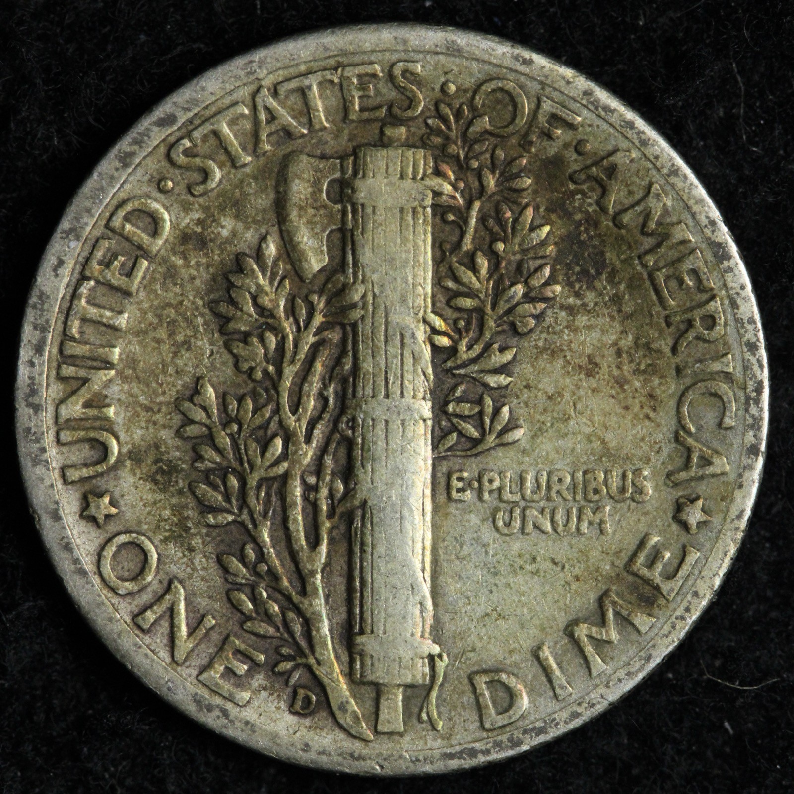 1944-D Mercury Silver Dime F/VF TONED E283 IQN