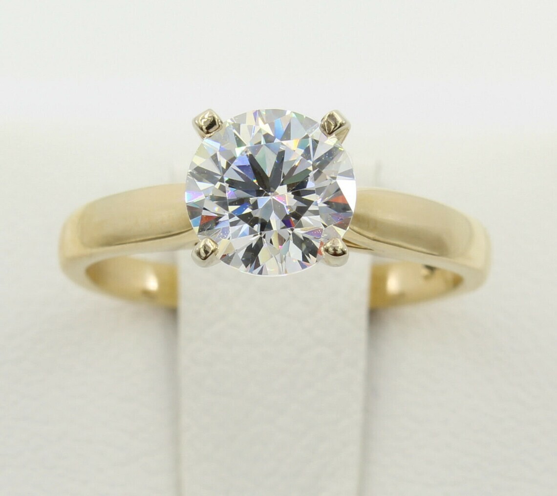 Lab-Created 2.50 Ct Round Cut White Diamond Engagement Ring 14K Yellow Gold Over