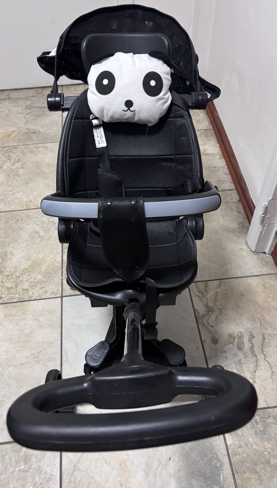Portable Foldable Stroller, Reversible Seat, Adjustable Back Rest, Black Panda