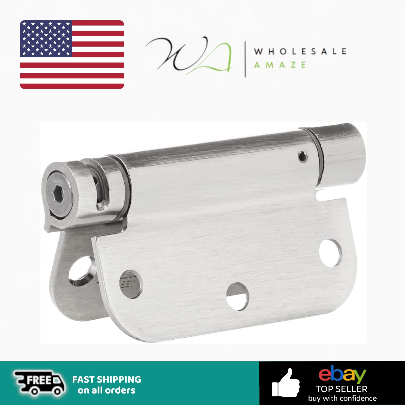 Amazon Basics Self-Closing Door Hinge, 3.5 "x 3.5 ', 1 Piece, Satin Nickel