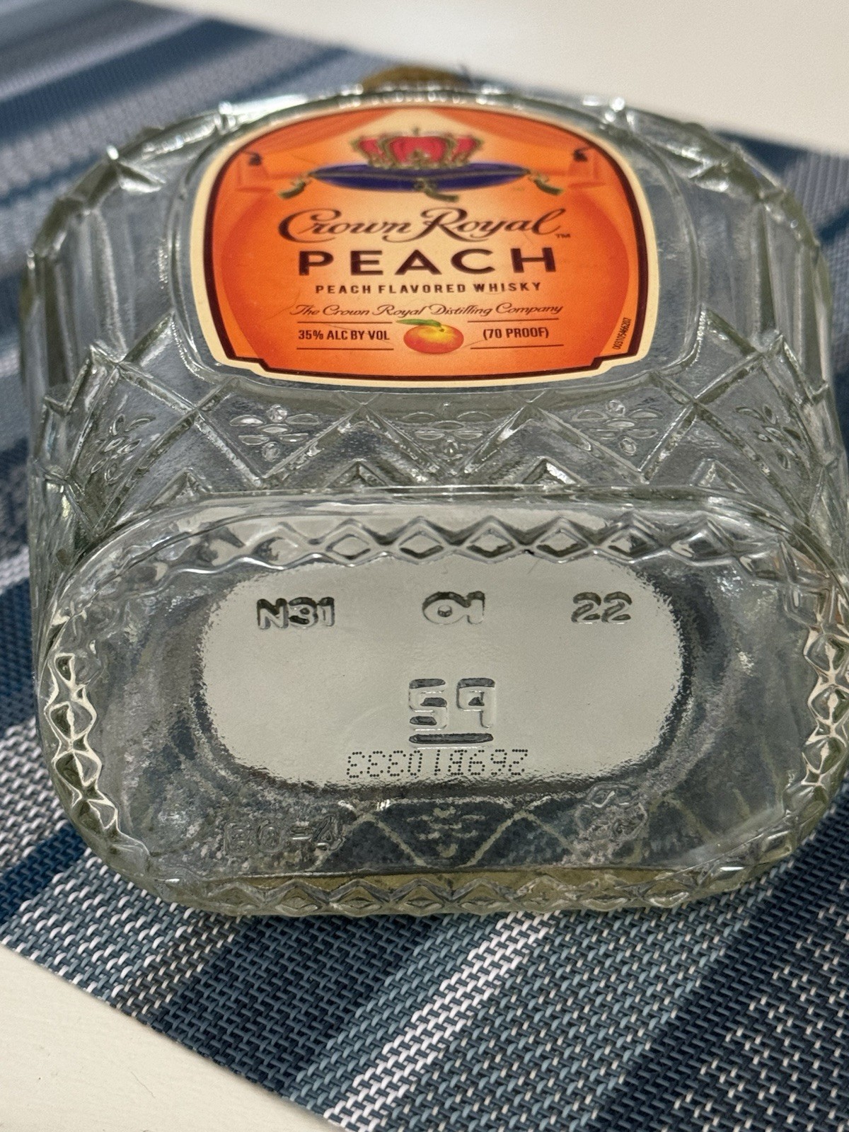 Crown Royal Canadian PEACH Whisky Empty 750ml Bottle With Cap & Box