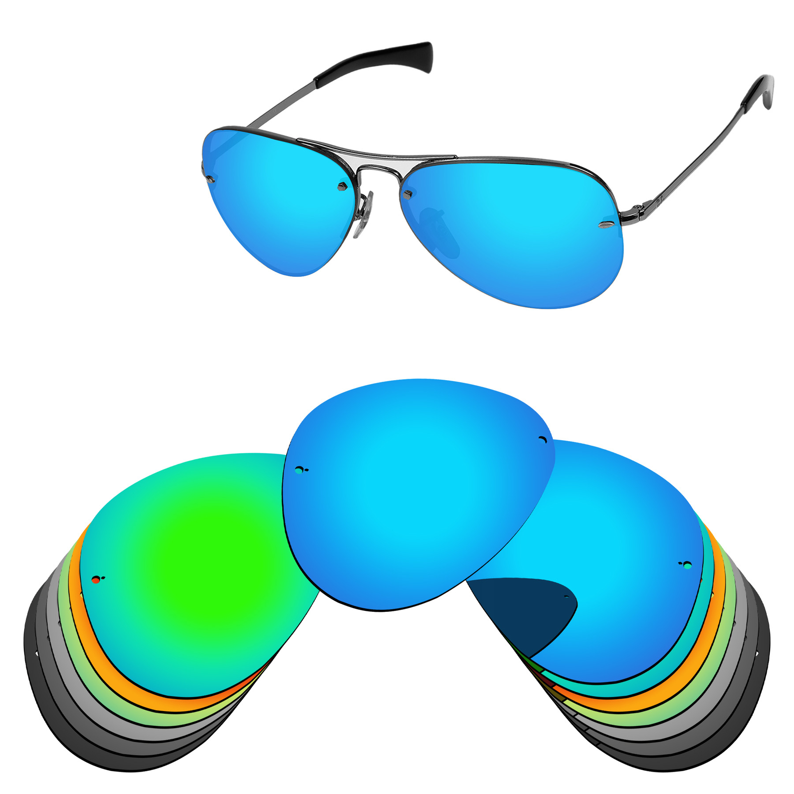 Lenslog Polarized Replacement Lens For-Ray-Ban RB3449 59mm Frame -Colors
