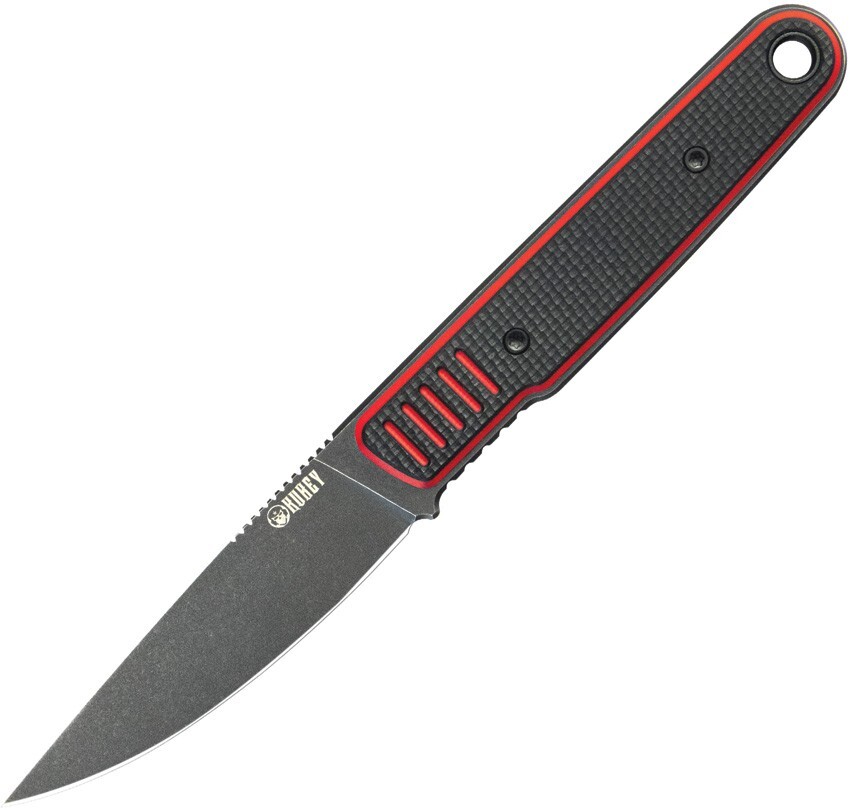 Kubey JL Fixed Knife 3.13" 14C28N Sandvik Steel Blade Black/Red G10 Handle 56A