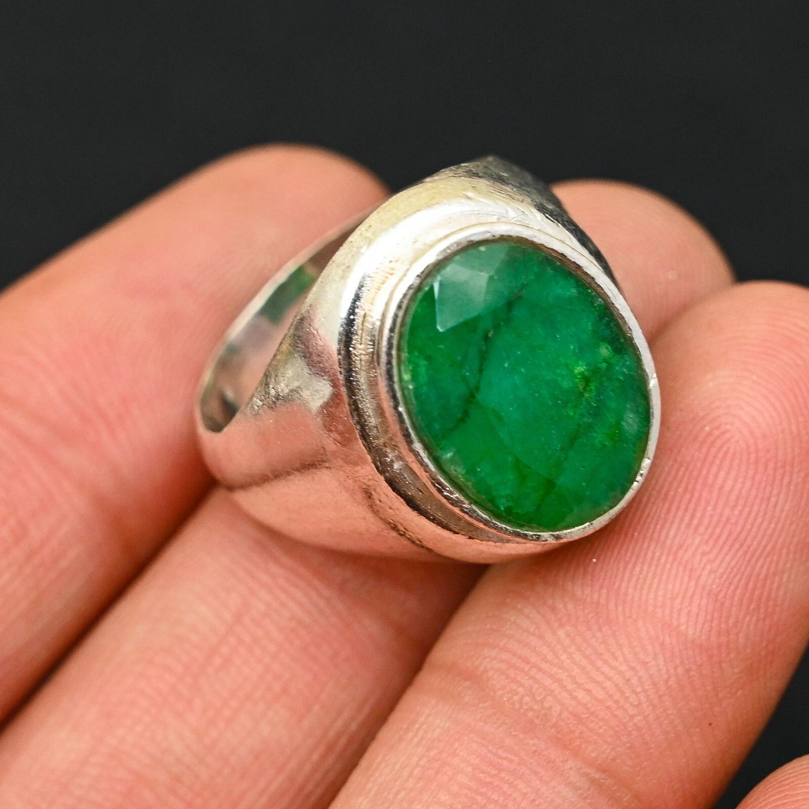 Green Onyx Men's Ring 925 Sterling Silver Handmade Statement Ring All Size S41