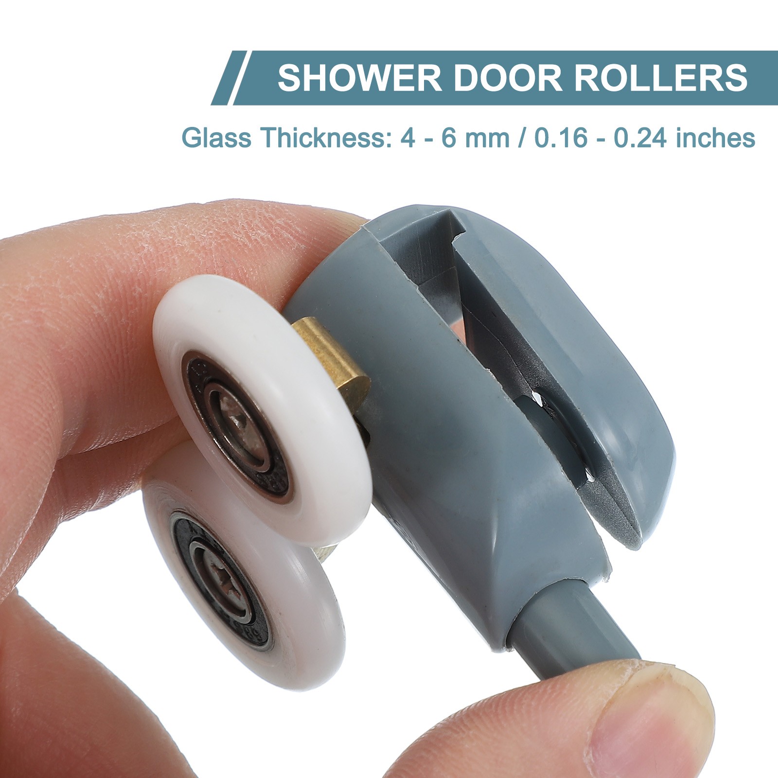 4Pcs 25mm Double Shower Door Rollers Plastic Bottom Wheels Pulleys Guide Grey
