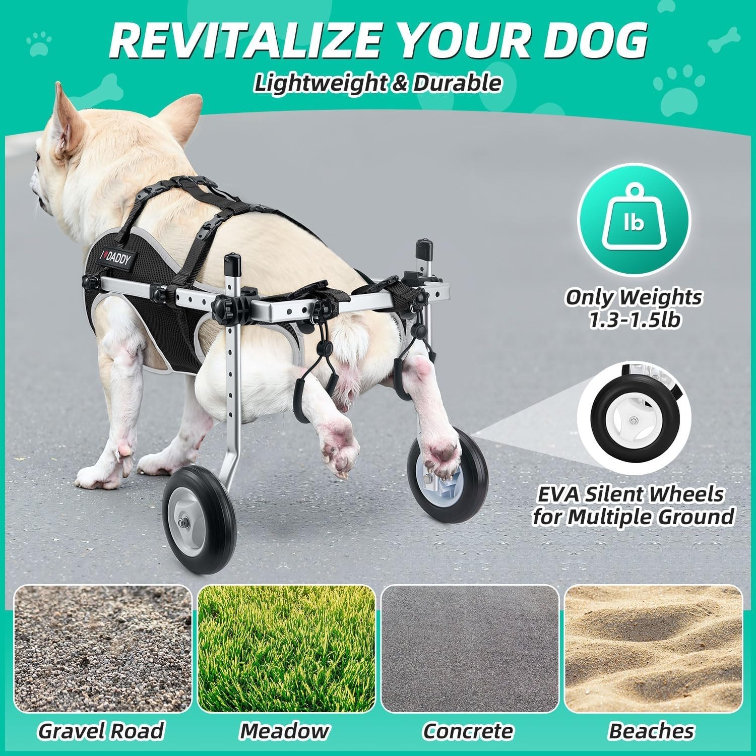 Lightweight Portable Dog Wheelchair for Back Legs Small