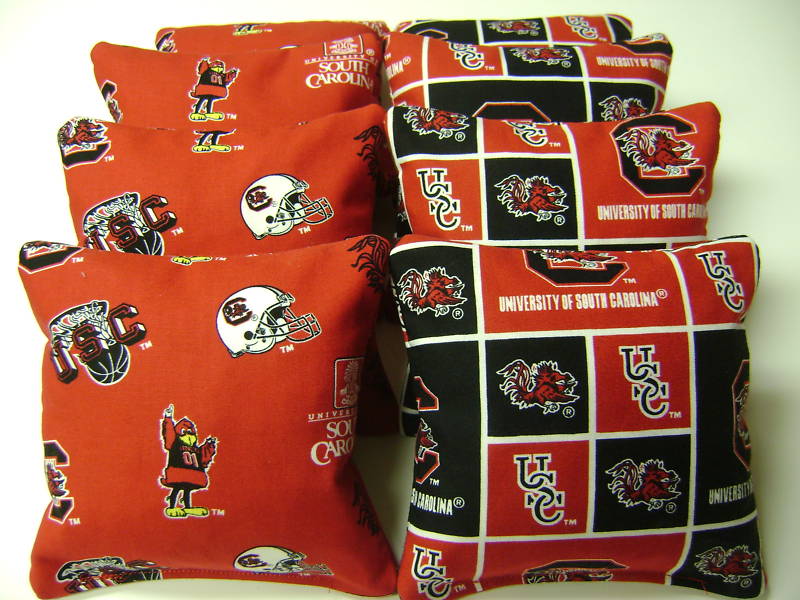 USC South Carolina GAMECOCKS CORNHOLE BEAN BAGS CORN TOSS SET OF 8 REGULATION