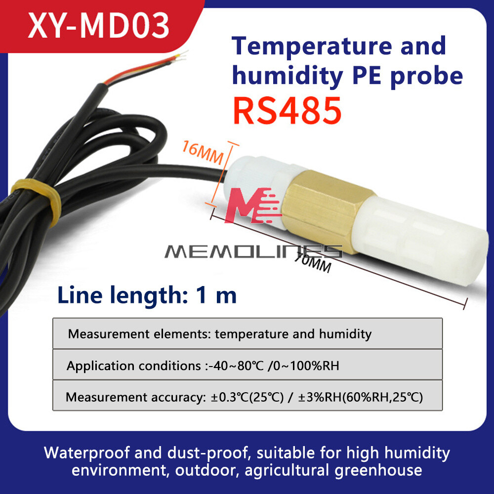 DC 5V-28V RS485 Modbus Waterproof Temperature and Humidity Sensor Probe -40℃~80℃