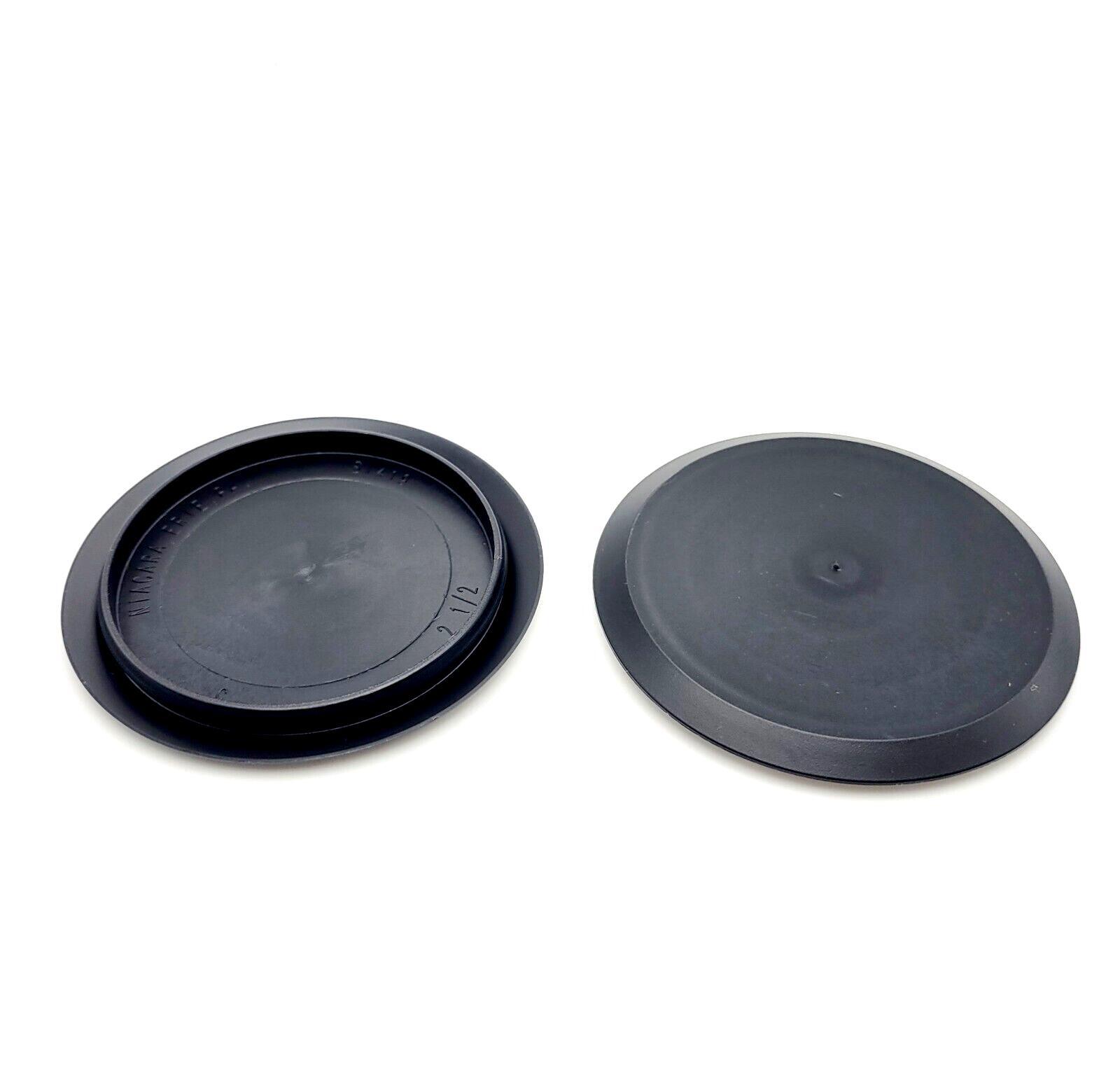 2 1/2" Plastic Sheet Metal Hole Plugs Snap in Black Cover 3" Top Pack of 4