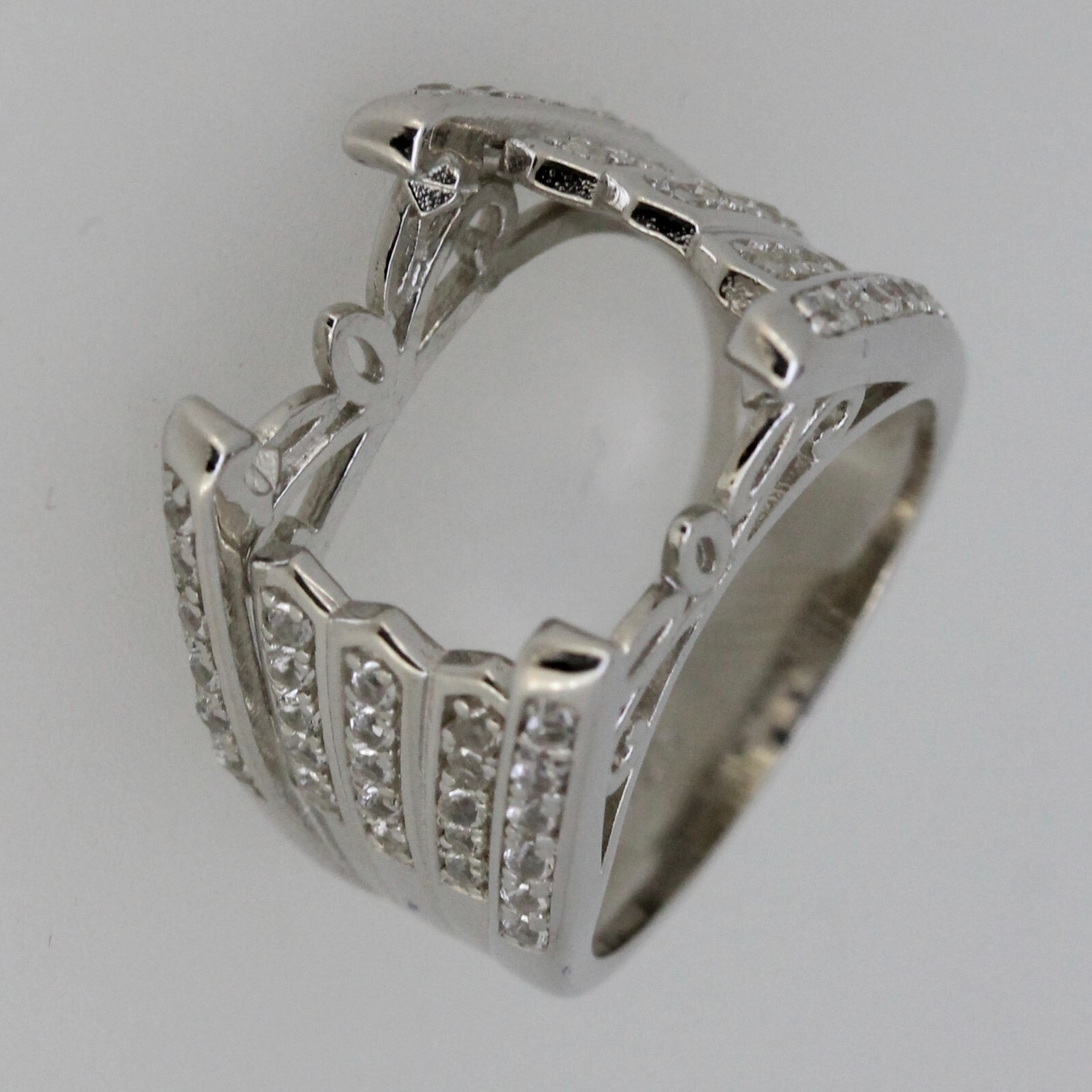 Sterling Silver Semi Mount Ring Setting OCT 14x10mm White Topaz Sz 7 White Topaz