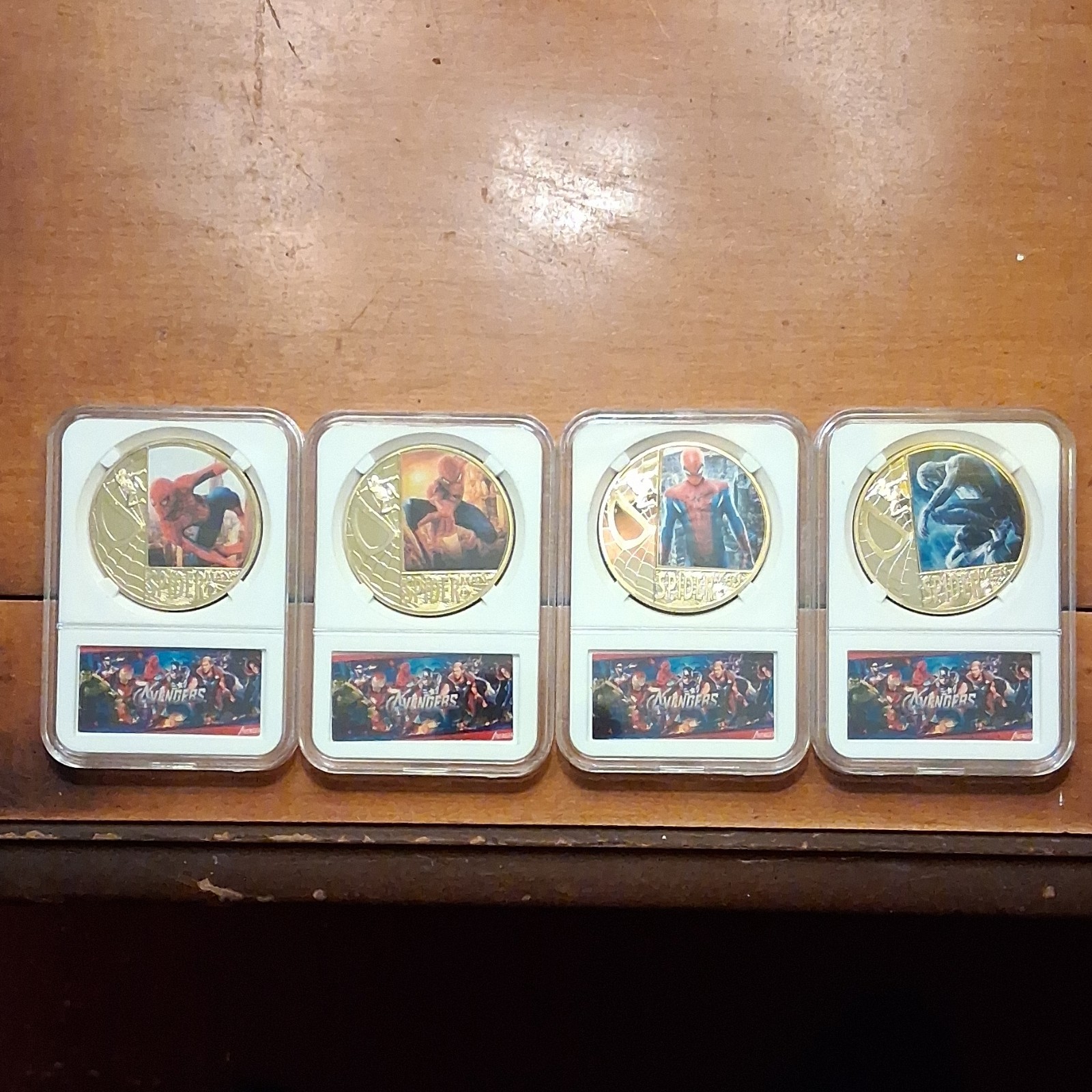 Lot Of 4 Slabbed Collectible Spiderman Homecoming Coins Avengers