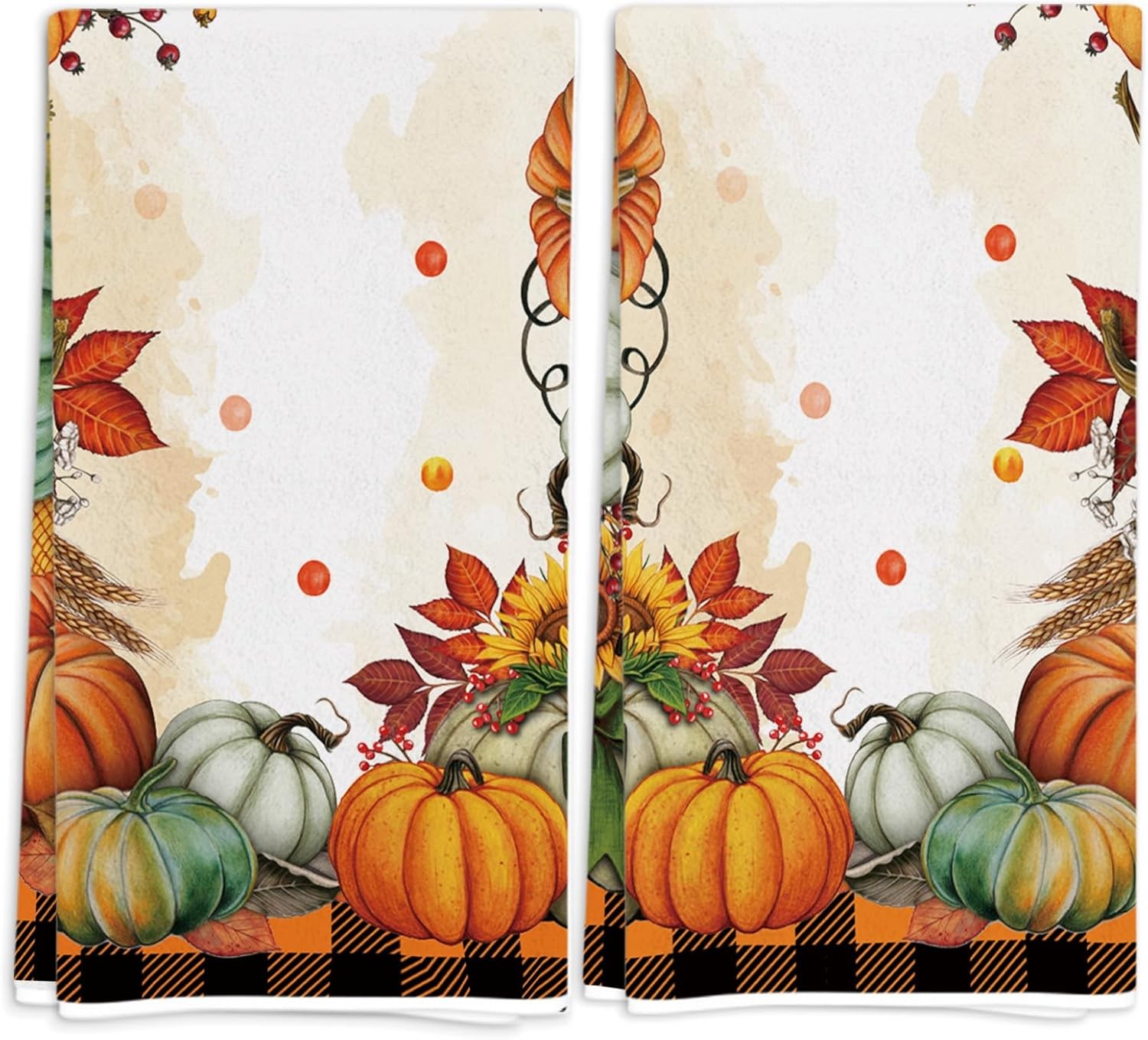 Black Orange Buffalo Plaid Pumpkin Fall 18 inches x 26 inches, Multicolour