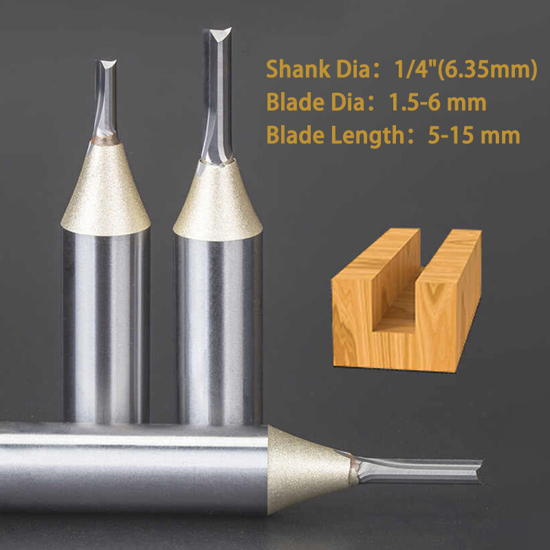 TCT 2 Flute Flush Trim Router Bit Cutter Straight Slot 1/4" Shank Woodworking