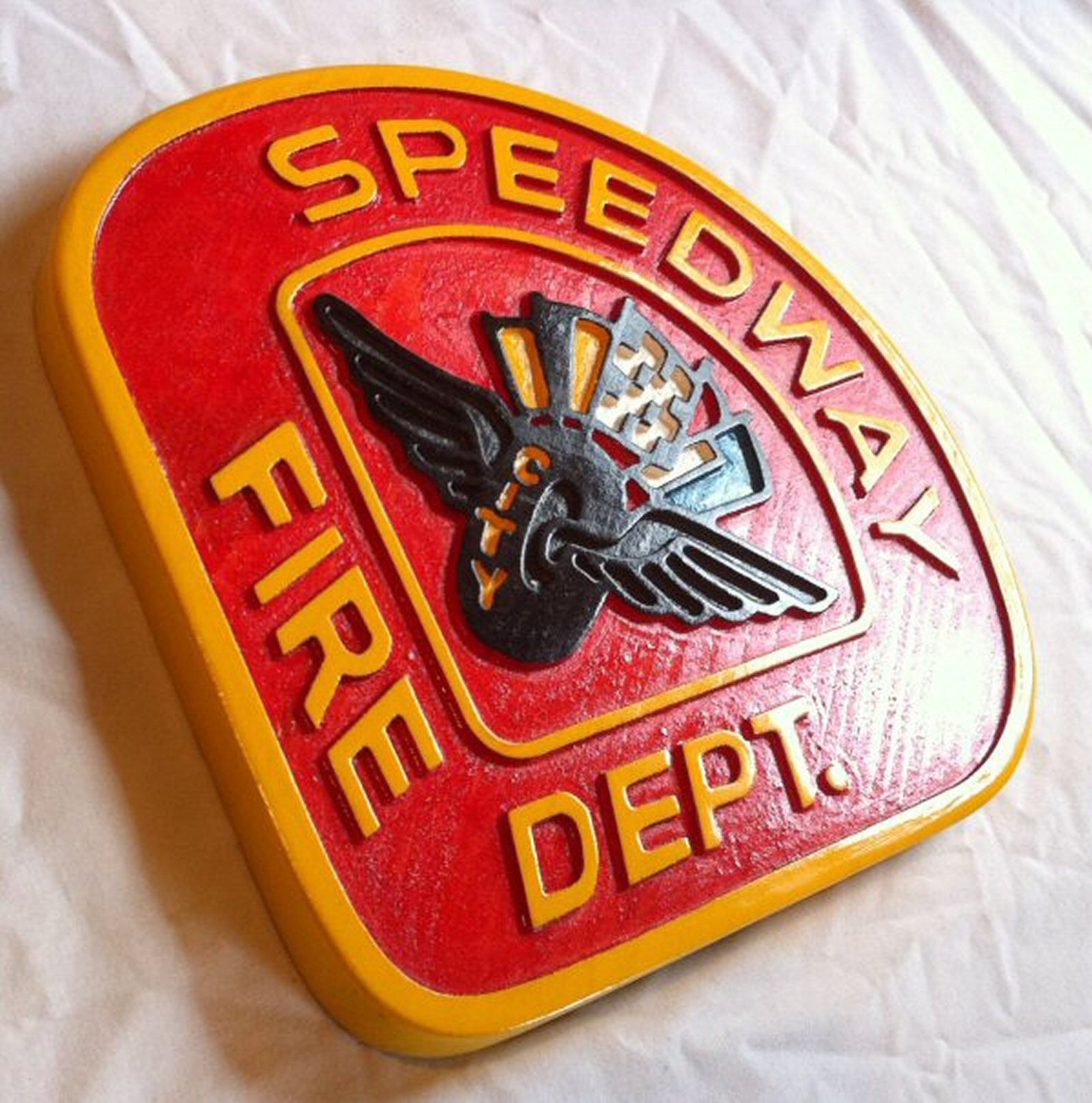 Speedway Fire Department 3D routed carved wood patch plaque sign Custom