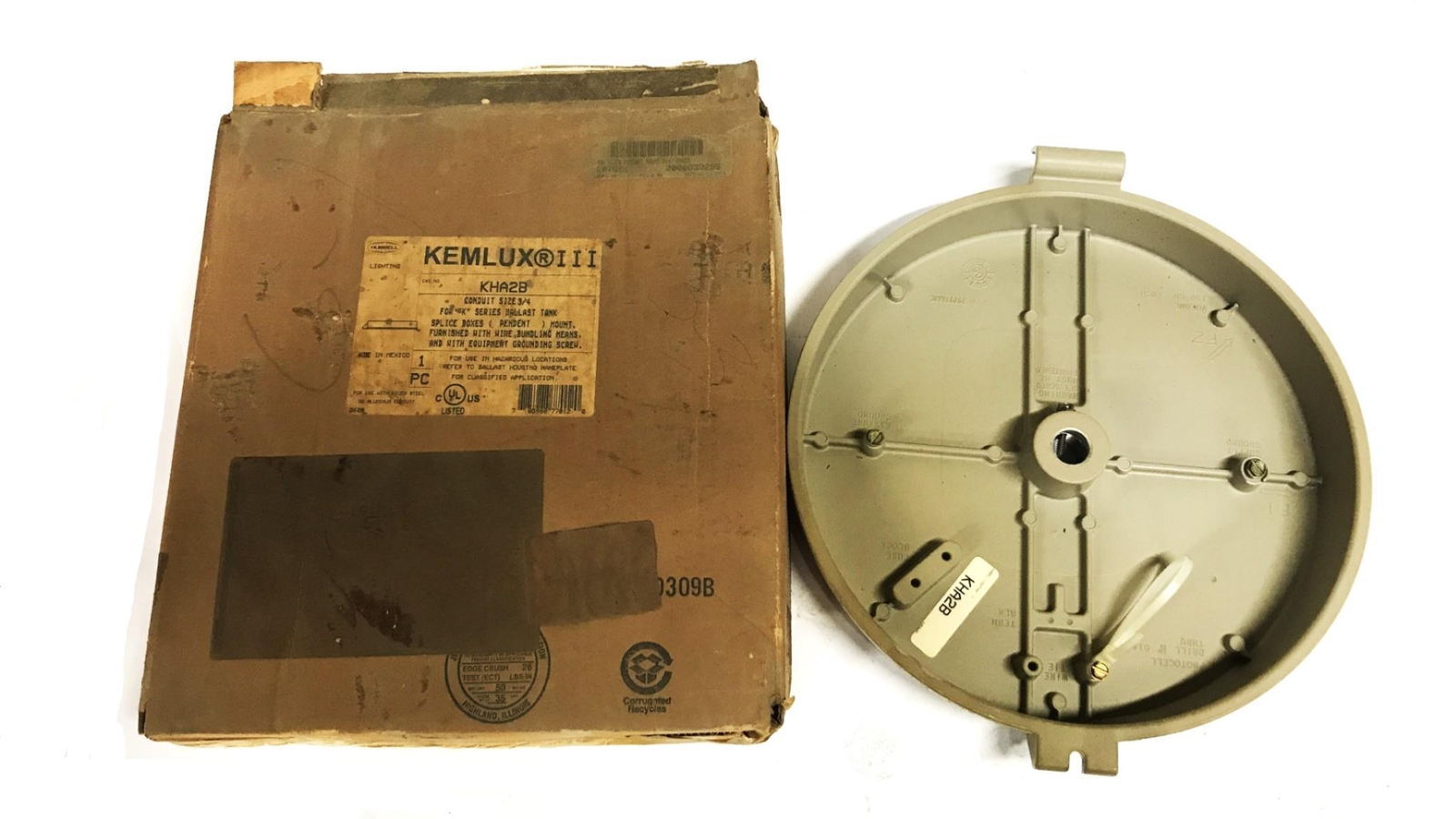 Hubbell Kemlux III Grey Aluminum Mounting Splice Box KHA2B NOS