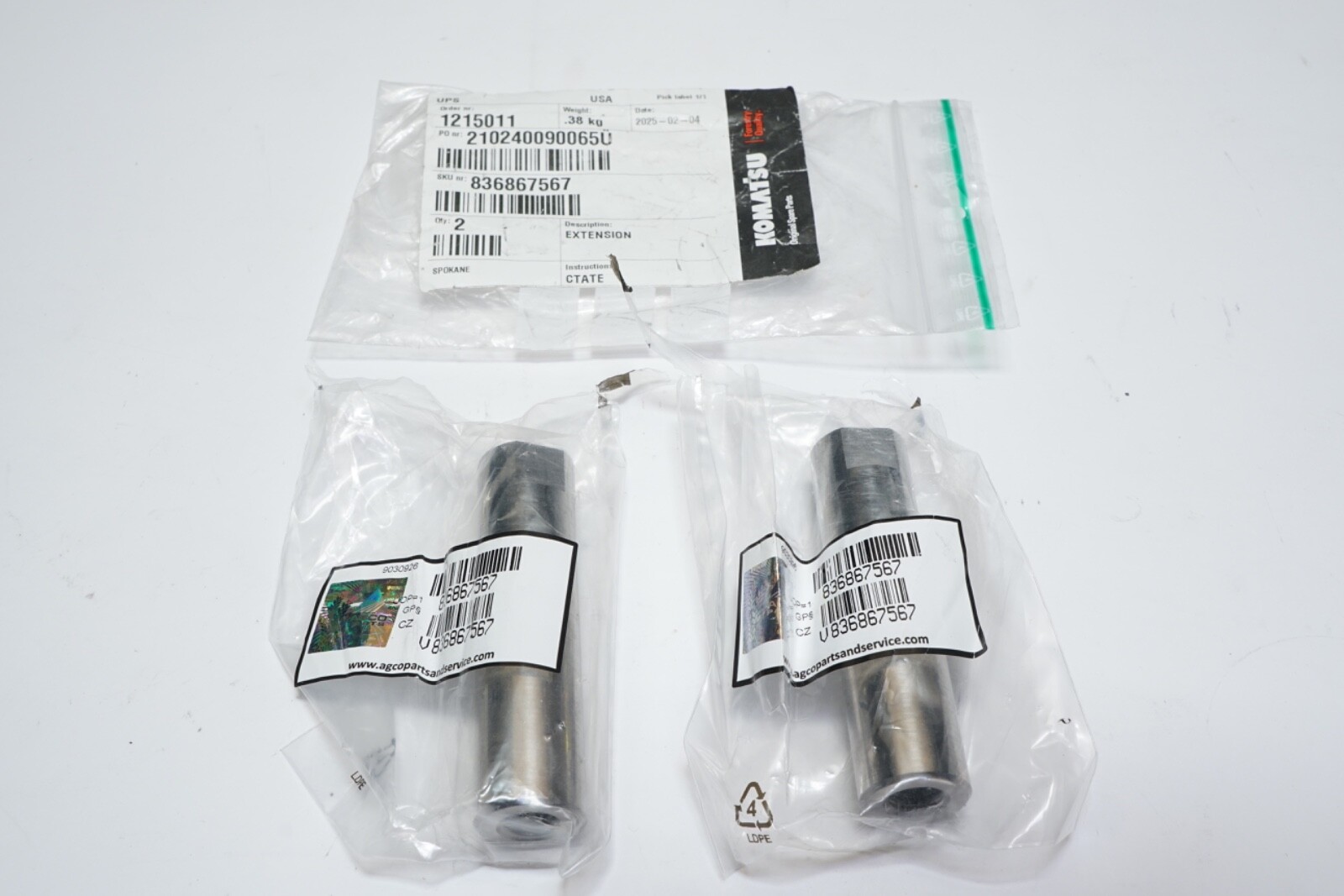 New Lot of 2 Genuine Komatsu 836867567 NUT Ships FREE