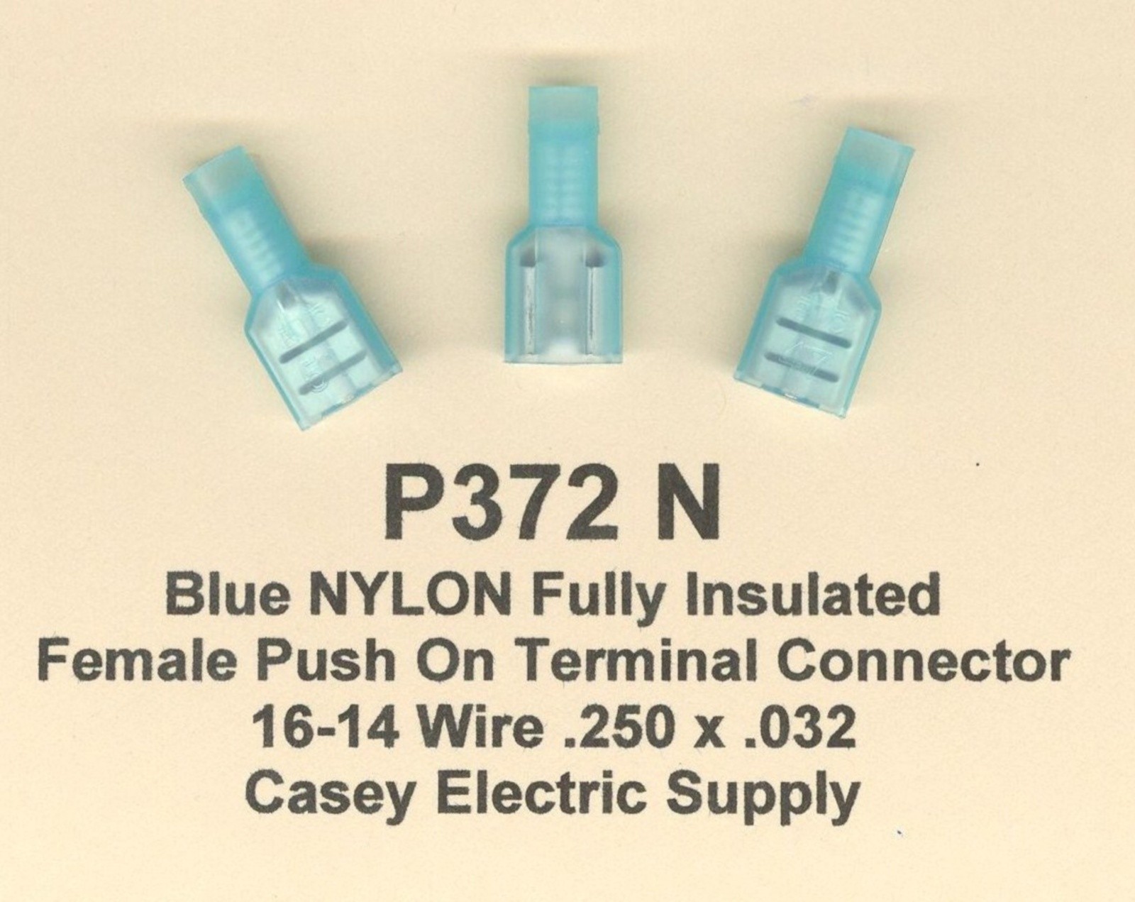 25 Blue NYLON Insulated FEMALE Push On QD Terminal Connectors #16-14 Wire Gauge