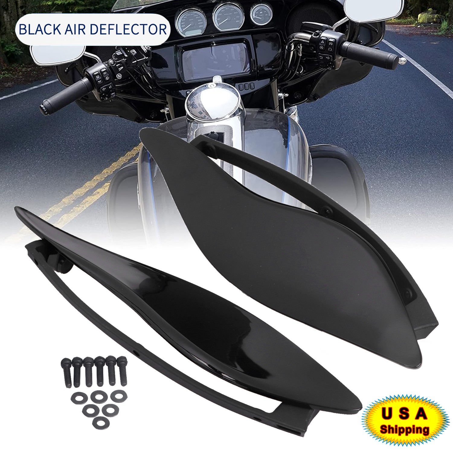 Motorcycle Adjustable Batwing Fairing Air Wind Deflectors Fit For Harley Touring