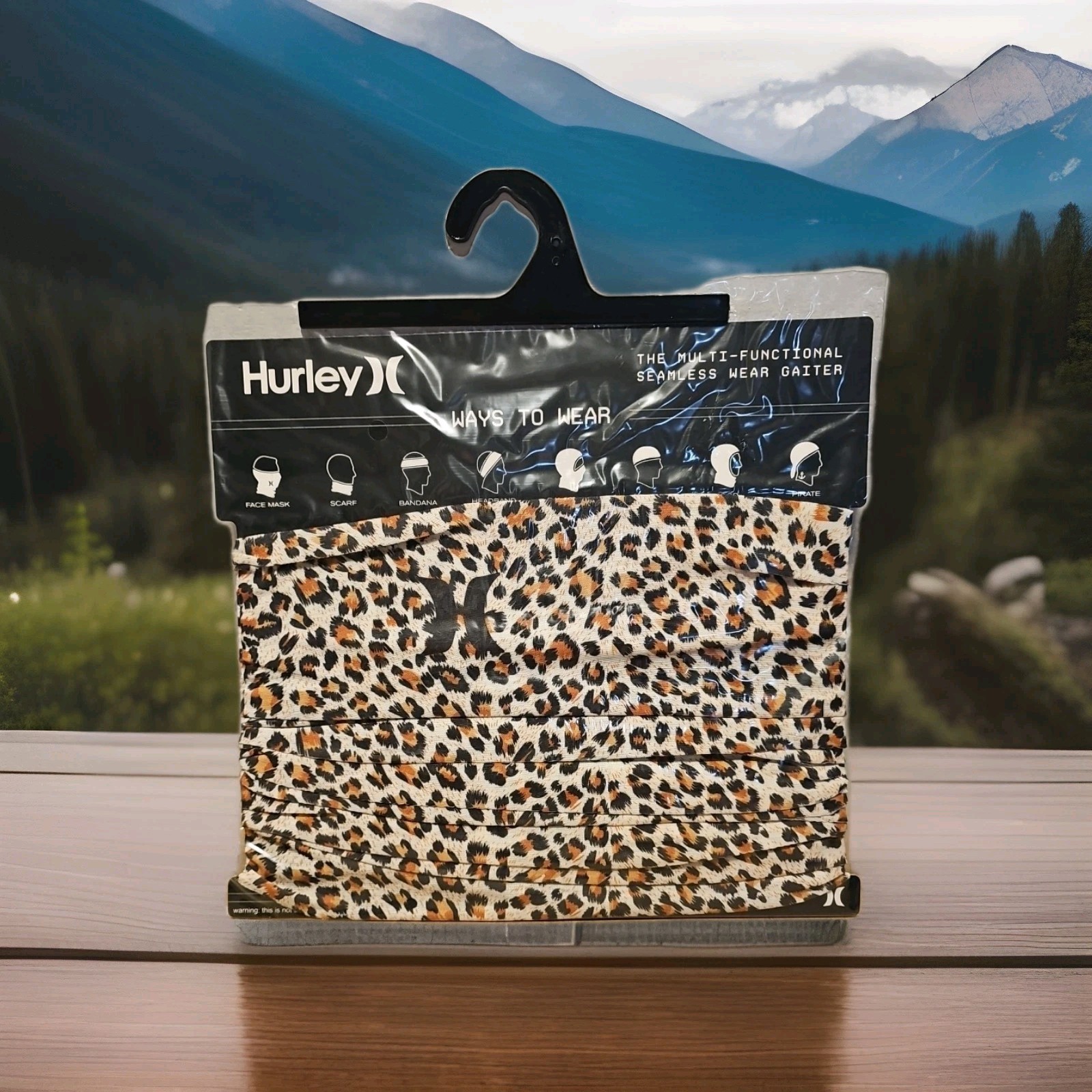 Hurley Lightweight Neck Gaiter  Face Mask Leopard Print Multi-Functional One Sz