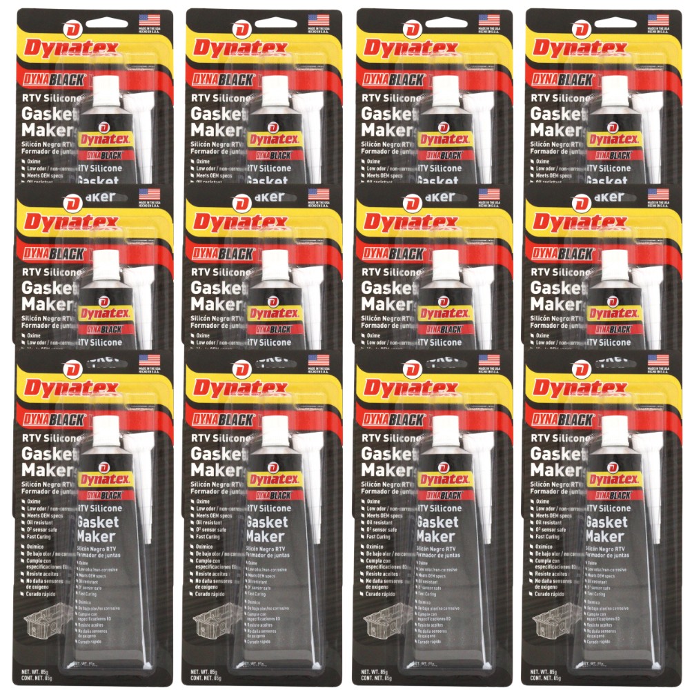 Dynatex DynaBlack RTV Silicone Gasket Maker, 85g Tube Made in USA (12-Pack)