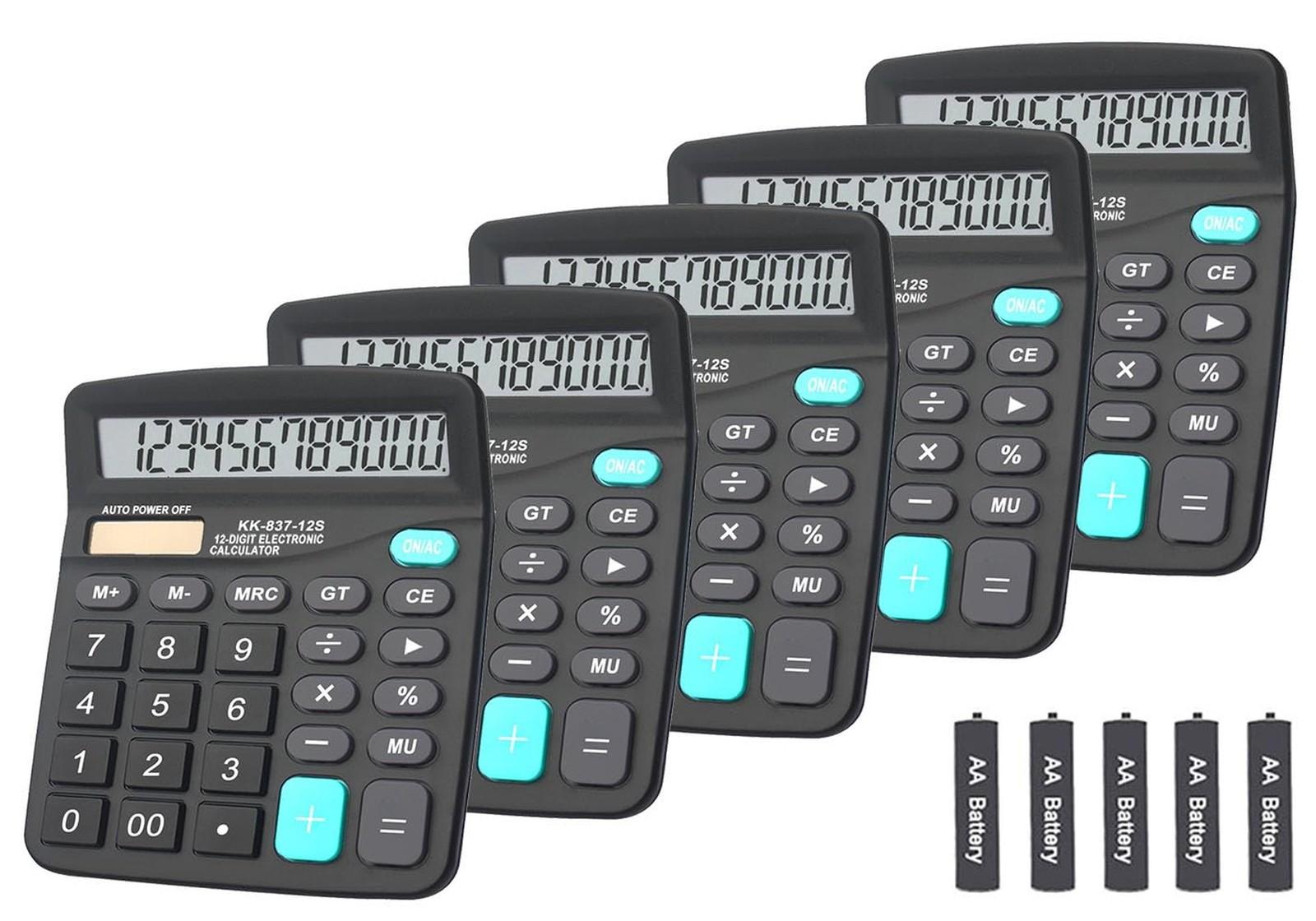 Calculators, Large Button Calculator with Angled LCD Display 12-Digit Dual Po...
