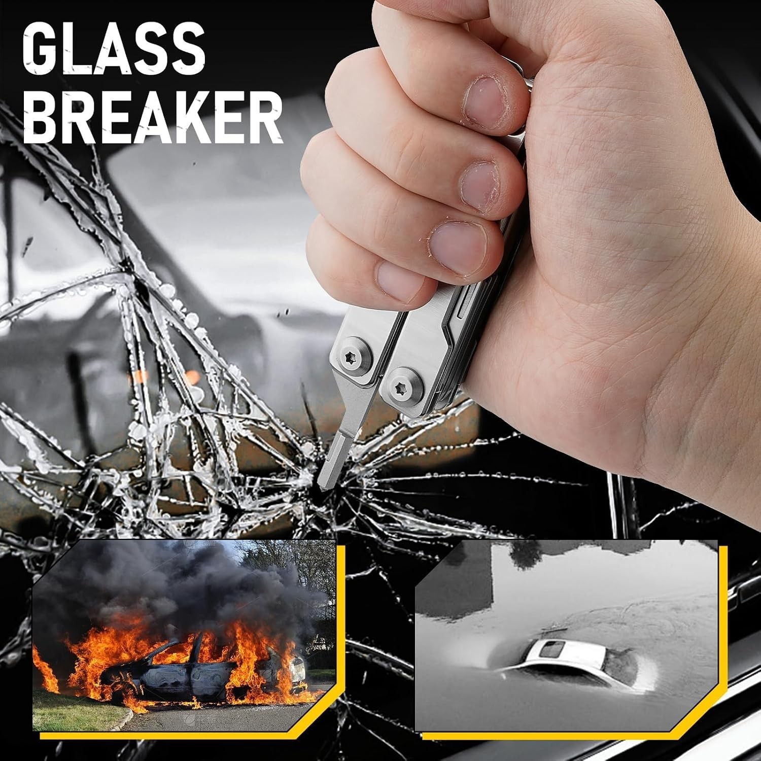 Folding Pocket Multitool EDC Knife Scissors Tweezers w/ Replaceable Craft Blades