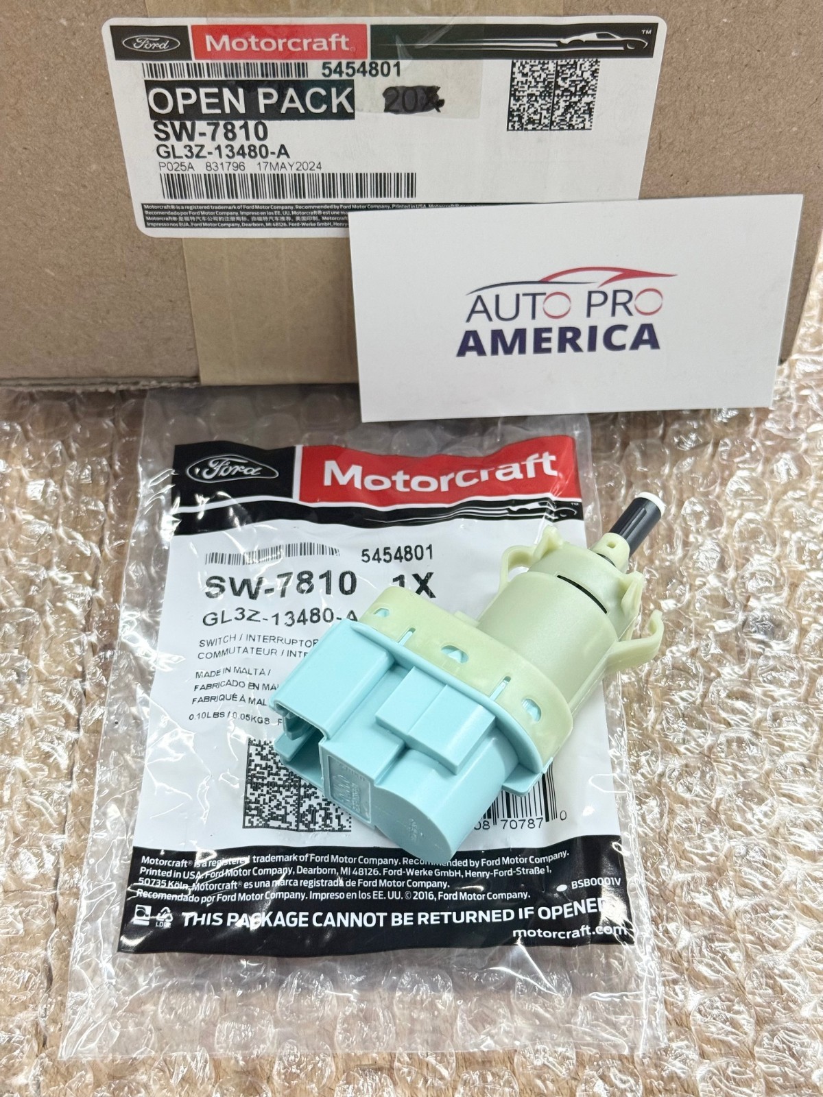BRAKE STOP LIGHT SWITCH for 2007-2025 FORD MUSTANG F-150 EXPLORER & MORE SW7810