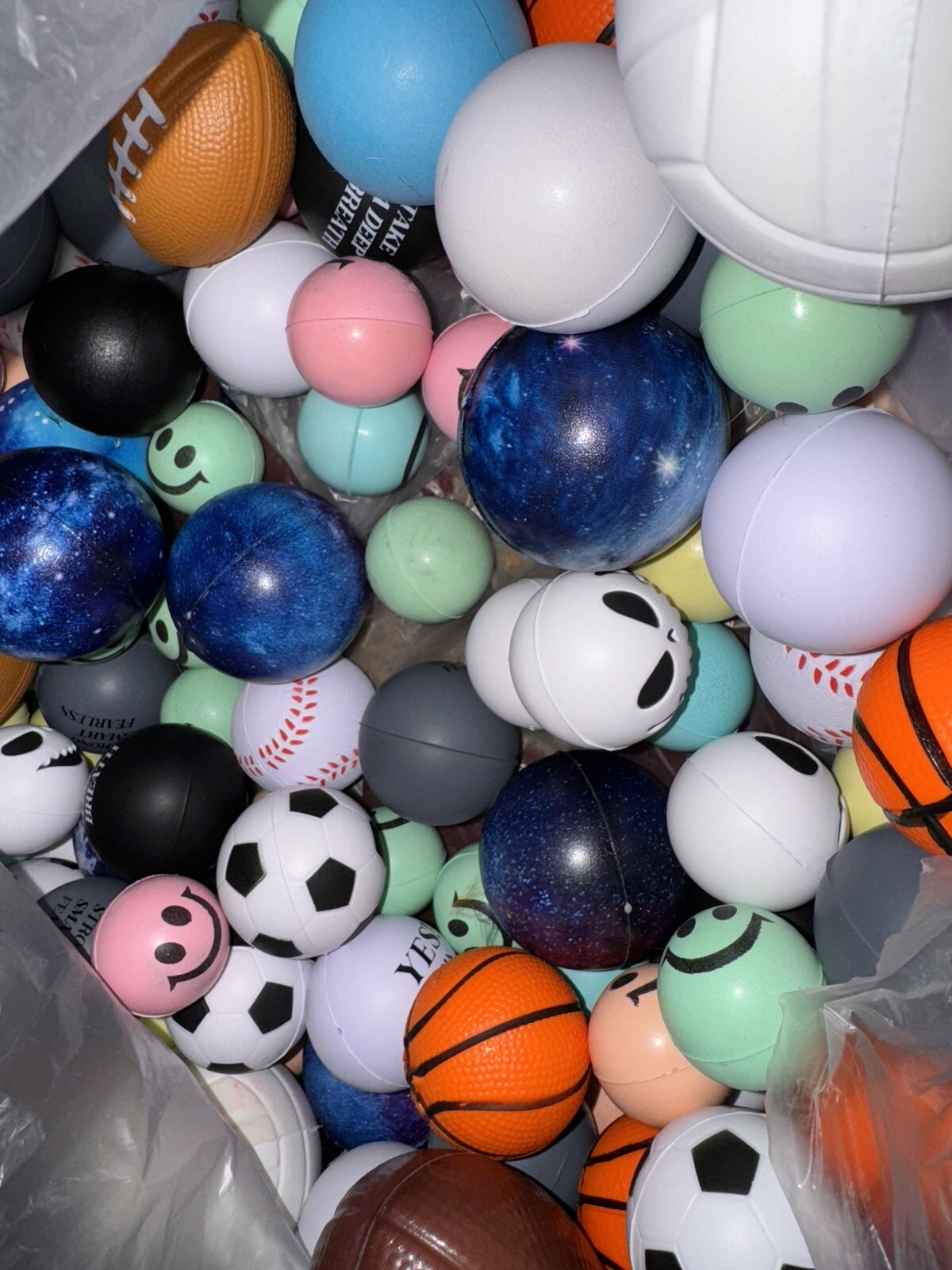100 Pc Mixed Lot Foam Rubber Balls Smiley Face, Sports Balls Quotes Kids Gifts