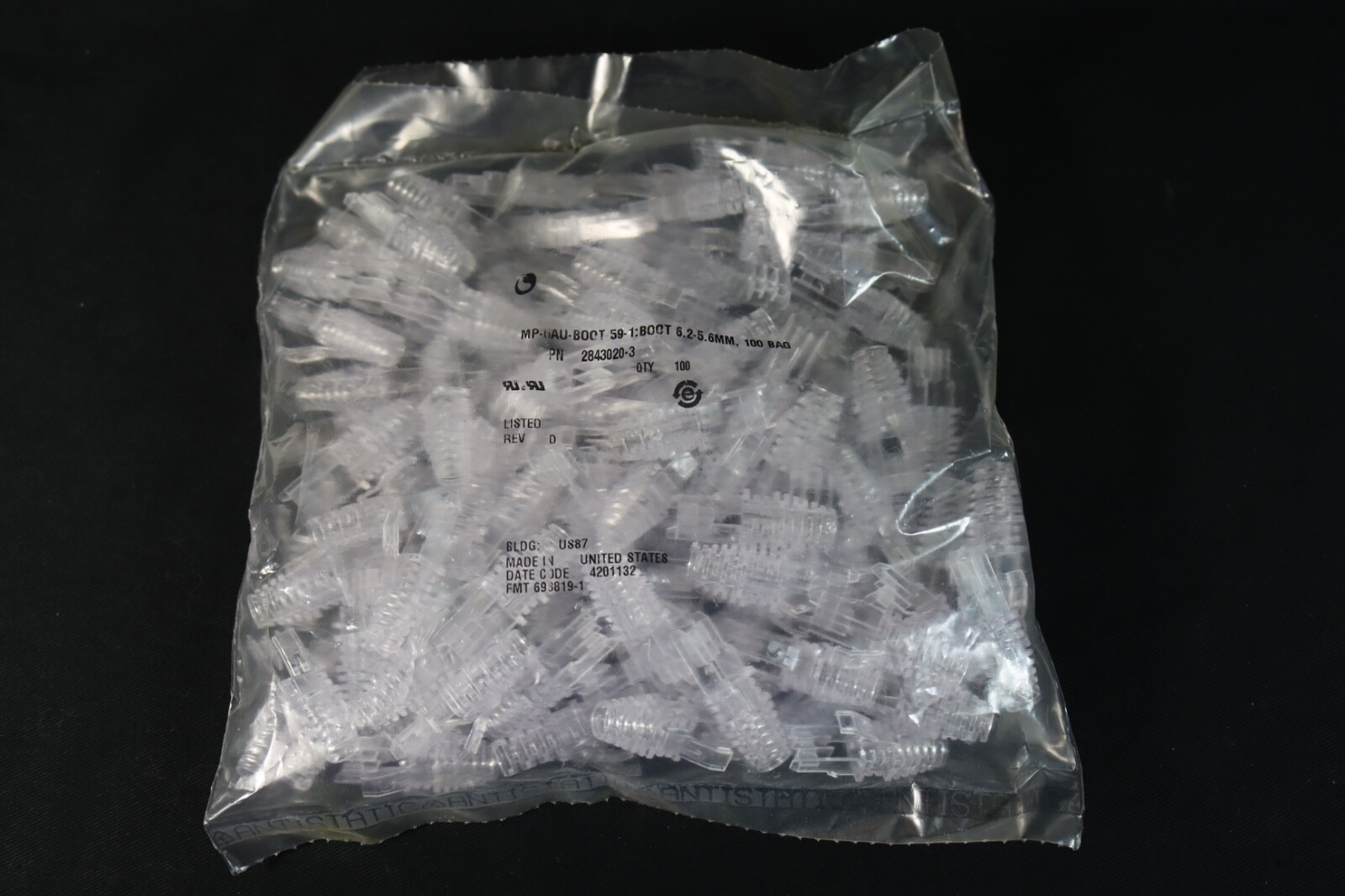 Pack of 100 Commscope Modular Plug Boots 2843020-3 Integrated for MP-6AU, 59MM