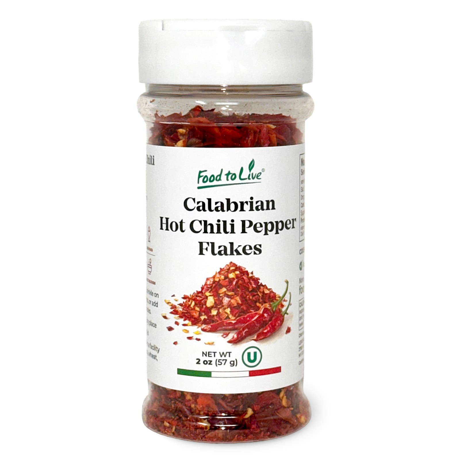 Calabrian Hot Chili Pepper Flakes, 2 oz – Vegan, Kosher – by Food to Live