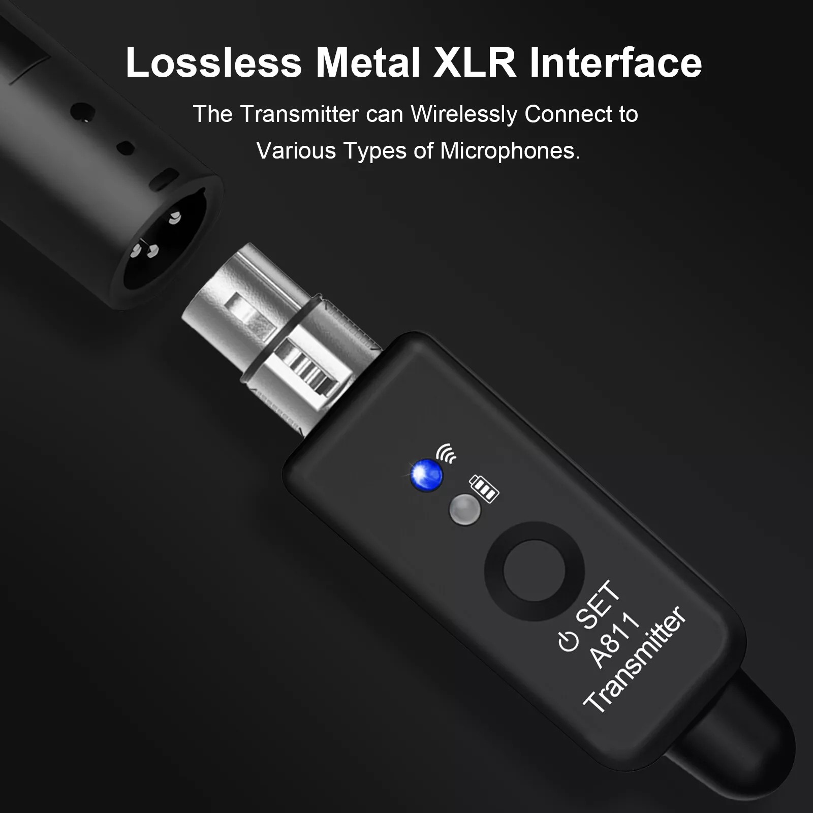 2.4GHz Microphone Wireless System Converter Adapter XLR Transmitter Receiver Set