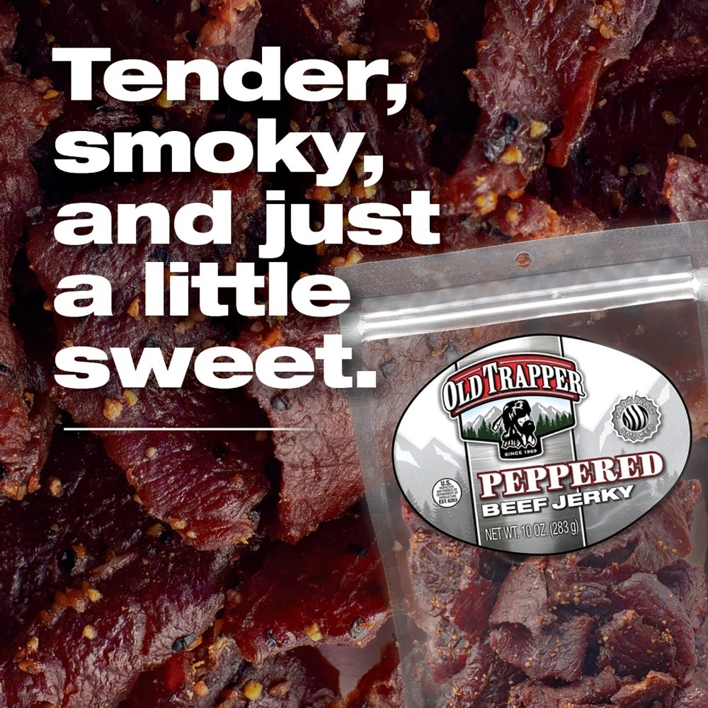 (2 pack) Old Trapper Peppered Beef Jerky 10oz Resealable Bag