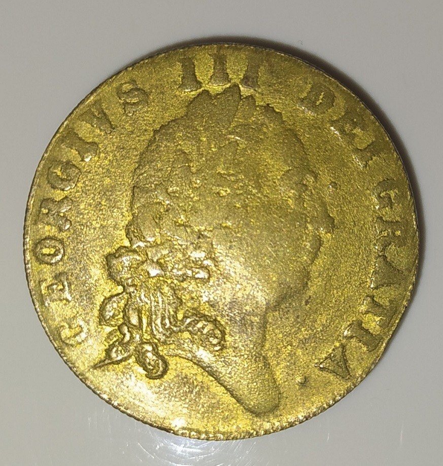 King George III 1738 Token Coin Gold Lustre Shopping Vintage Antique Old Retro