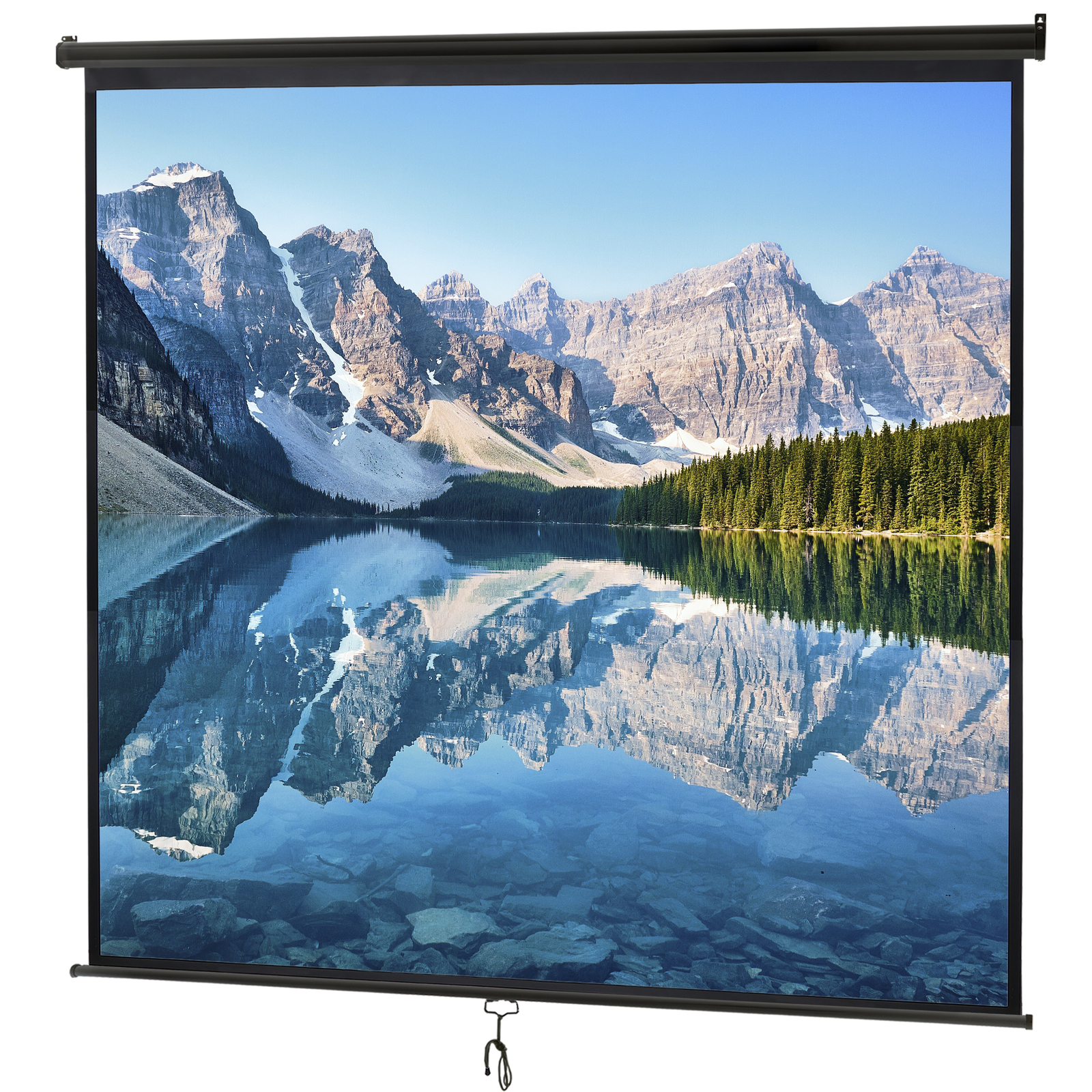 120'' Projector Screen Projection Screen Manual Pull Down HD 1:1 Format Black